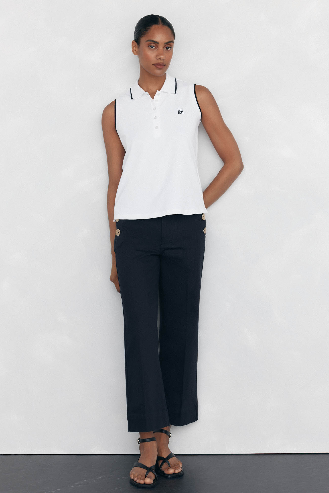 Pedro del Hierro Polo sin mangas contrastes Blanco