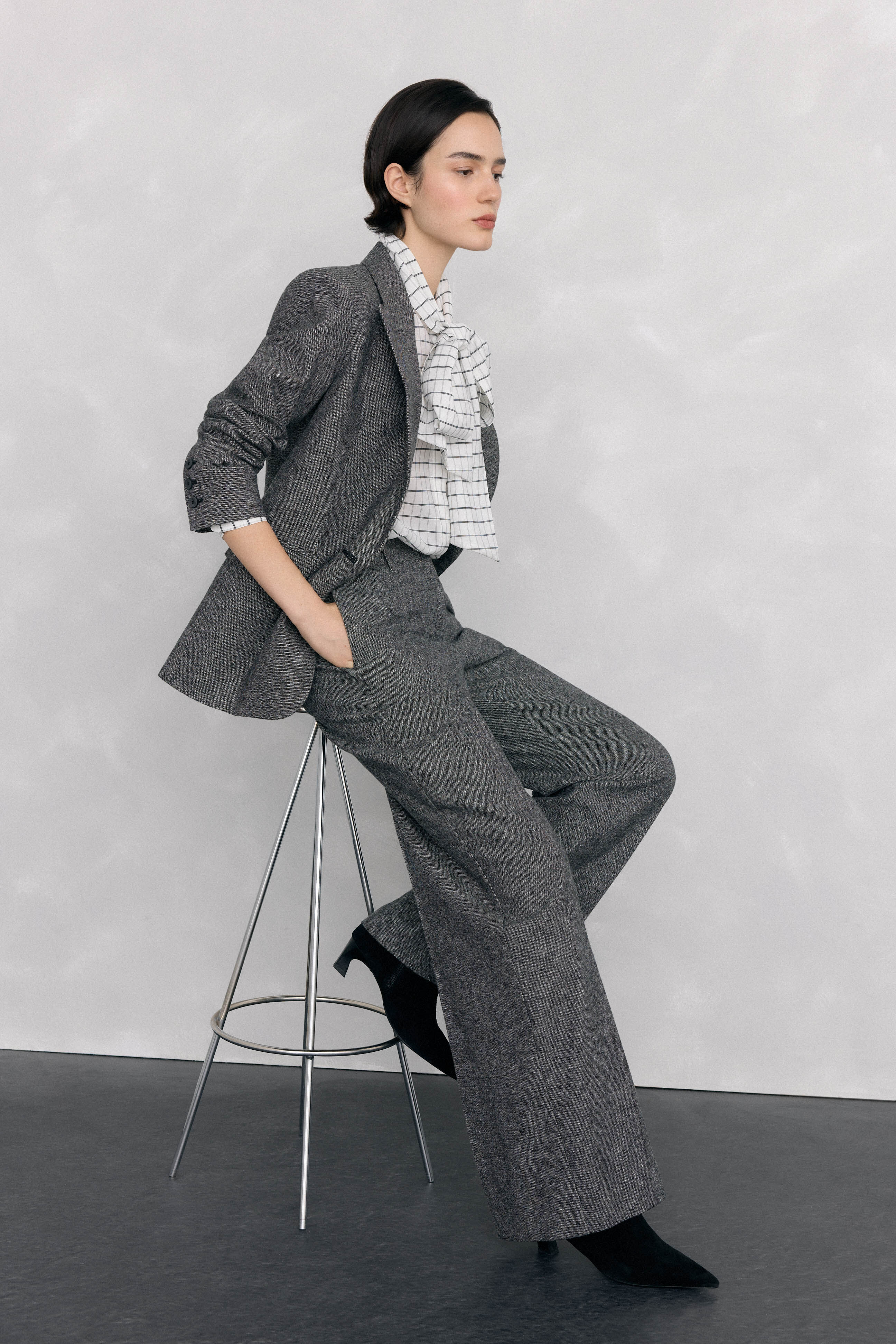 Pedro del Hierro Pantal&oacute;n recto de cheviot Gris