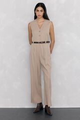 Pedro del Hierro Jumpsuit sastrero con cintur&oacute;n Beige