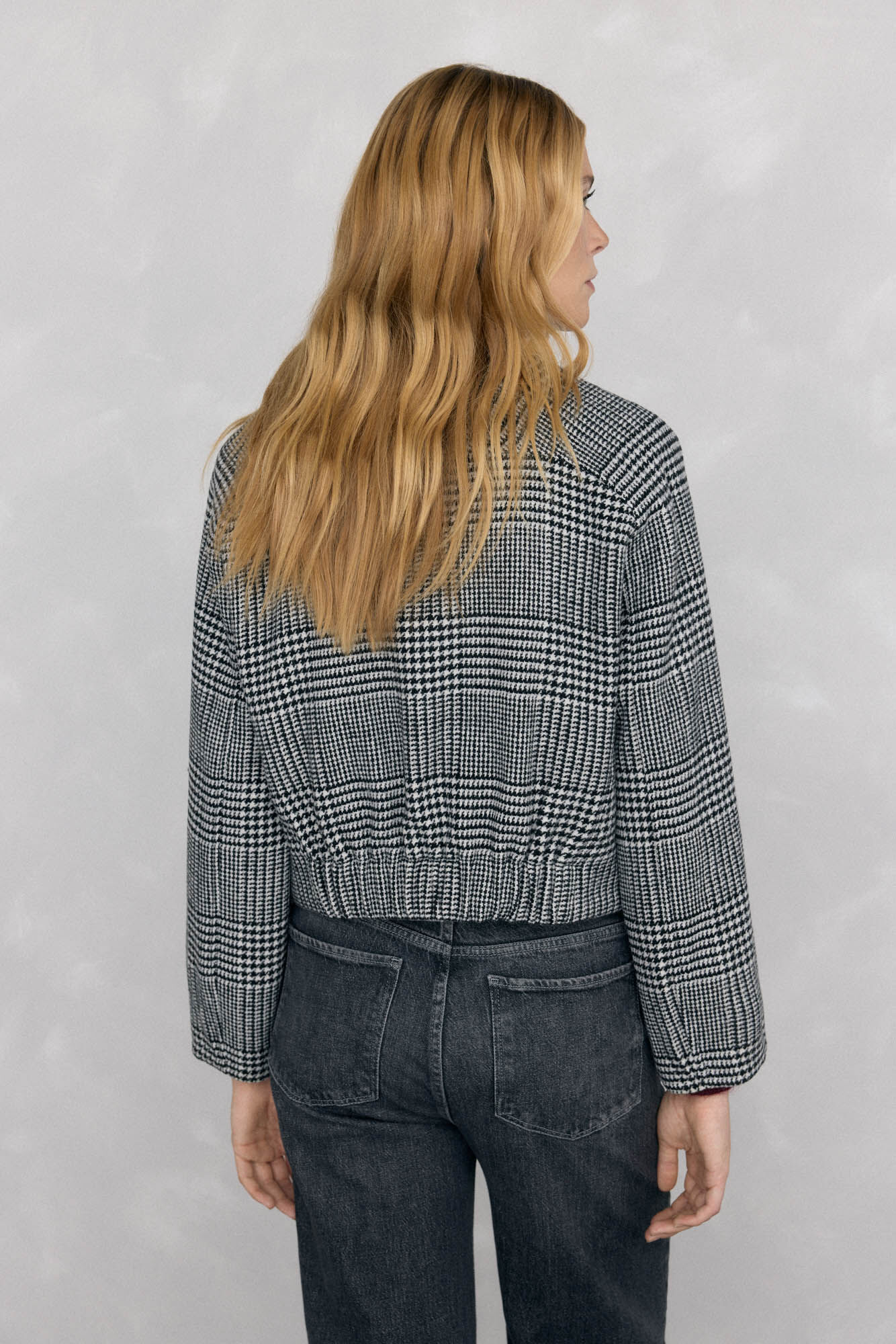 Pedro del Hierro Chamarra bomber a cuadros Gris