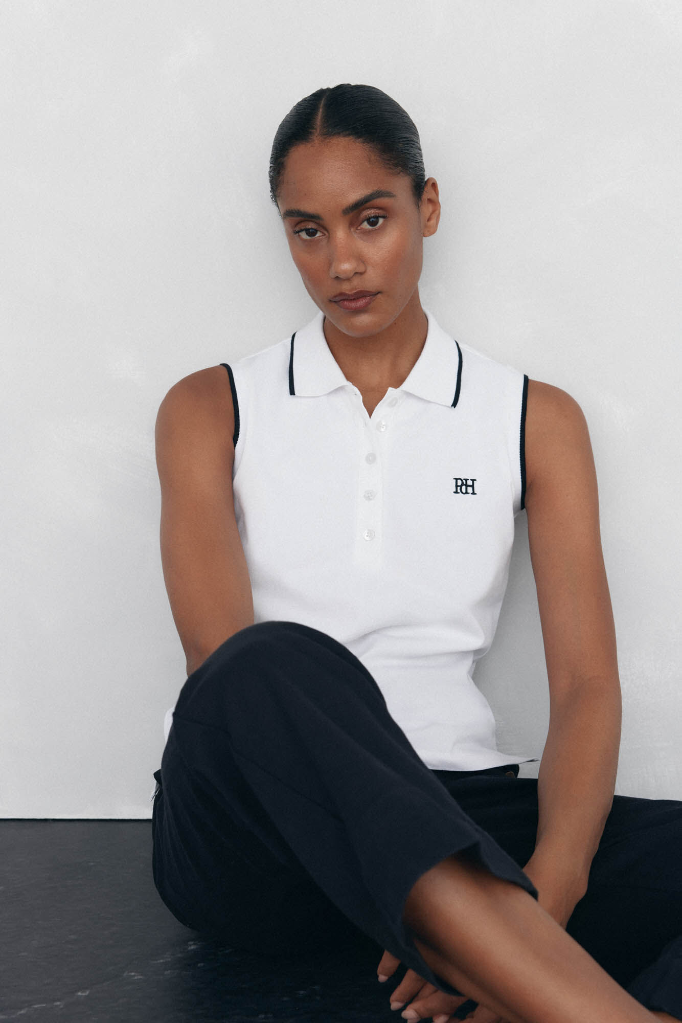 Pedro del Hierro Polo sin mangas contrastes Blanco