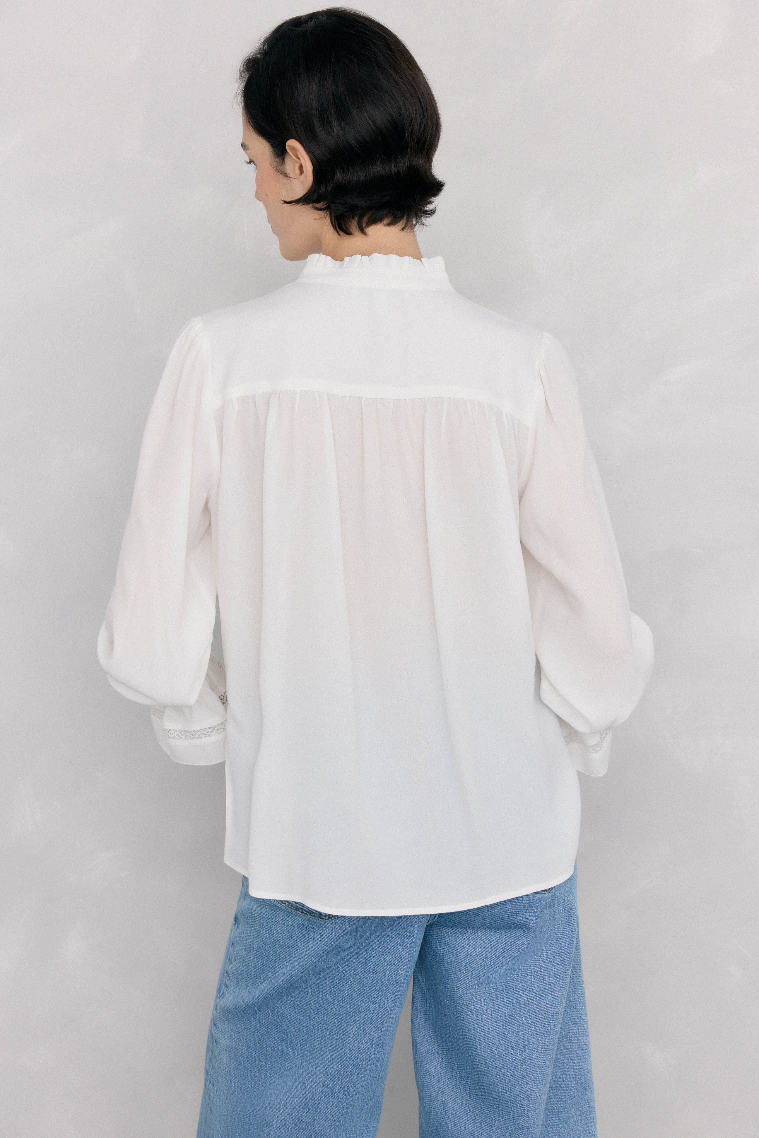 Pedro del Hierro Blusa de gasa con puntillas Blanco