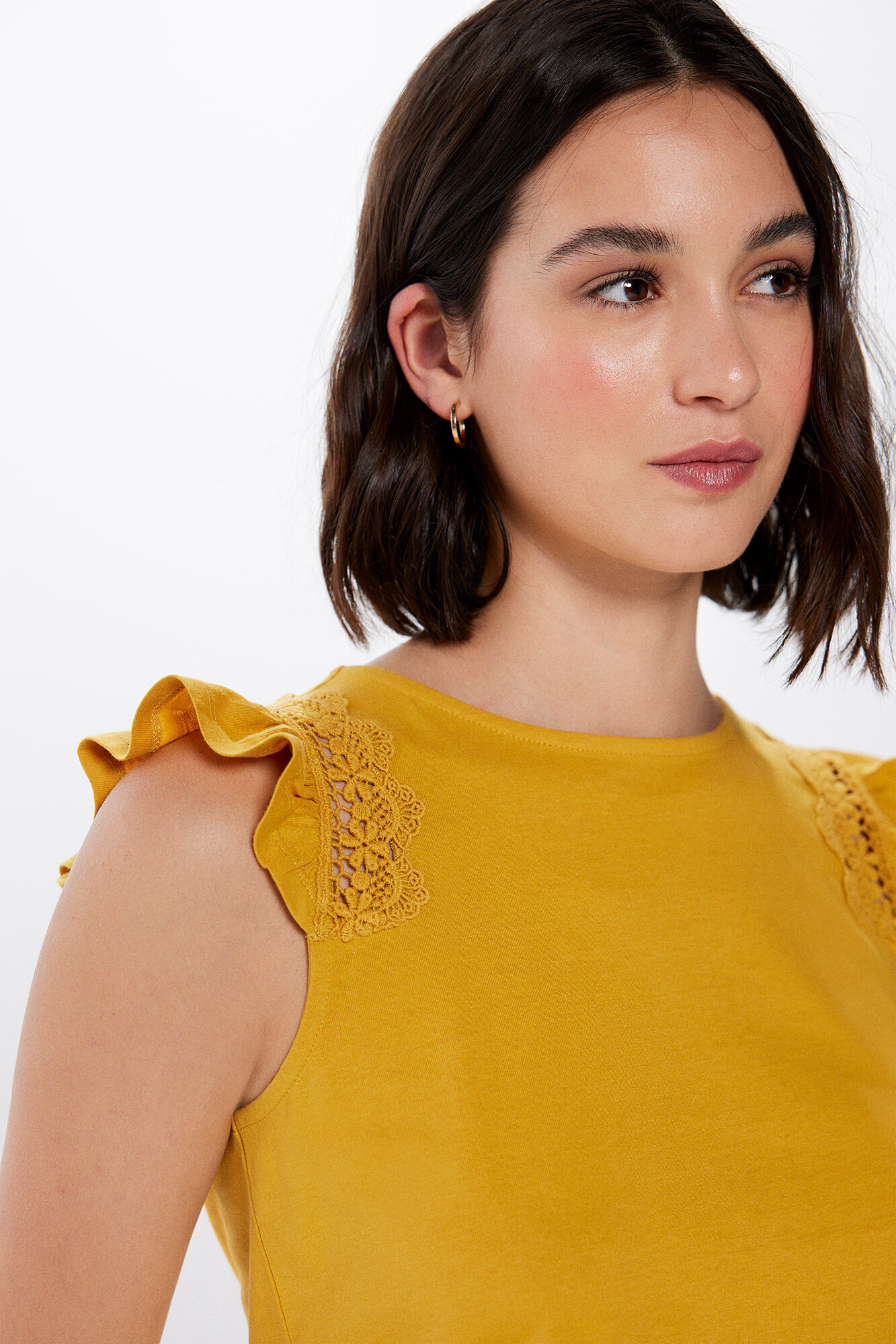 Springfield Playera Crochet Hombros amarillo
