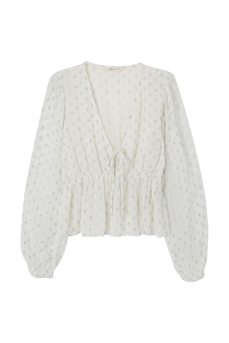Springfield Blusa gasa puntos lurex natural