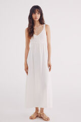 Springfield Vestido midi combinado crochet blanco