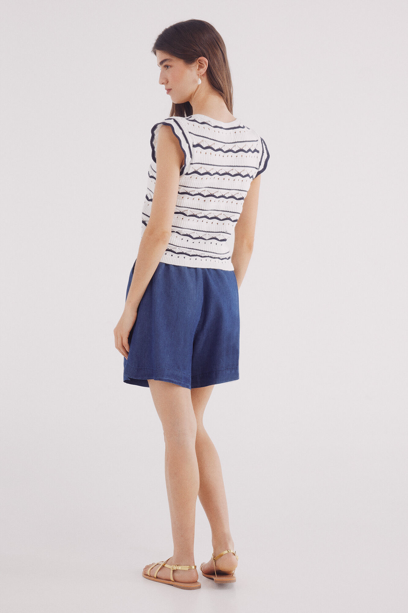 Springfield Shorts cintur&oacute;n tencel azul
