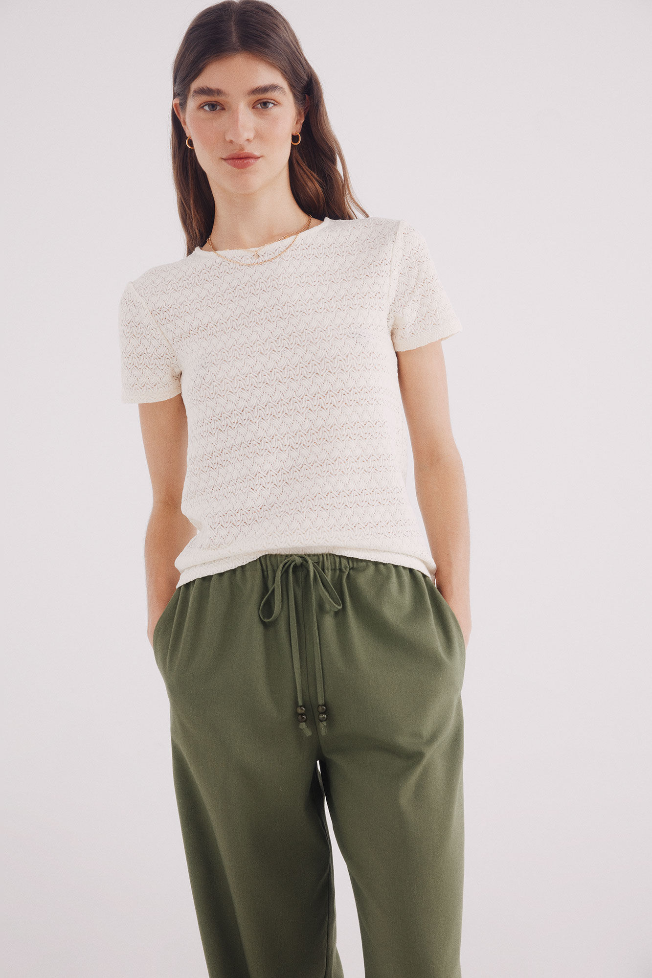 Springfield Pantal&oacute;n lino ancho verde