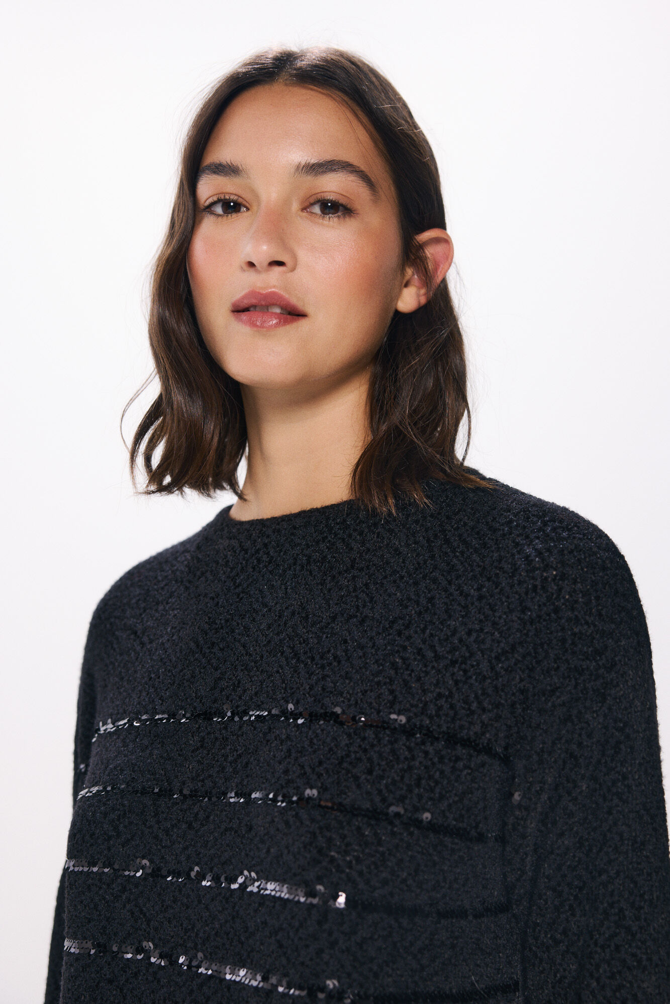 Springfield Playera chenilla lentejuelas negro
