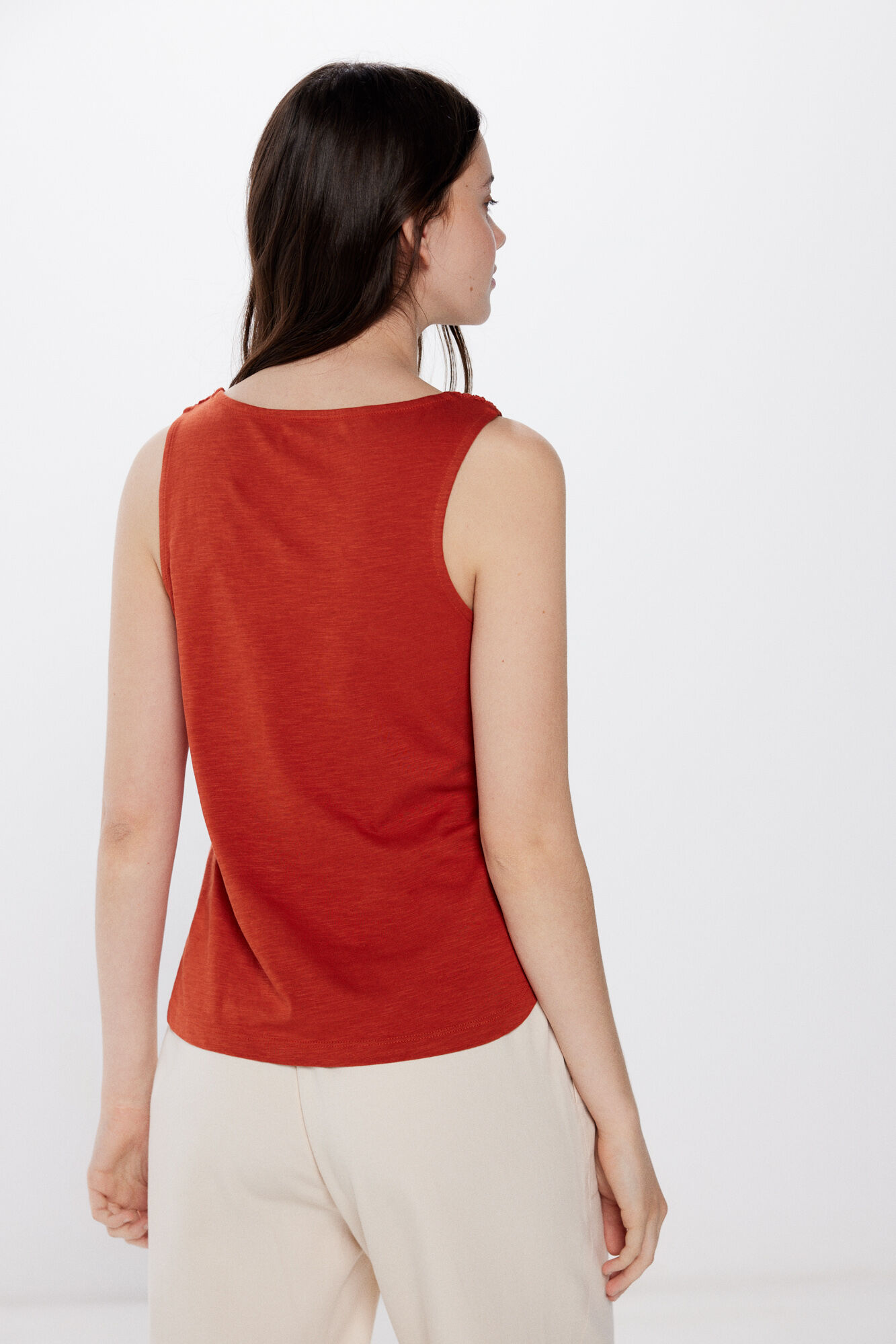 Springfield Playera escote crochet rojo