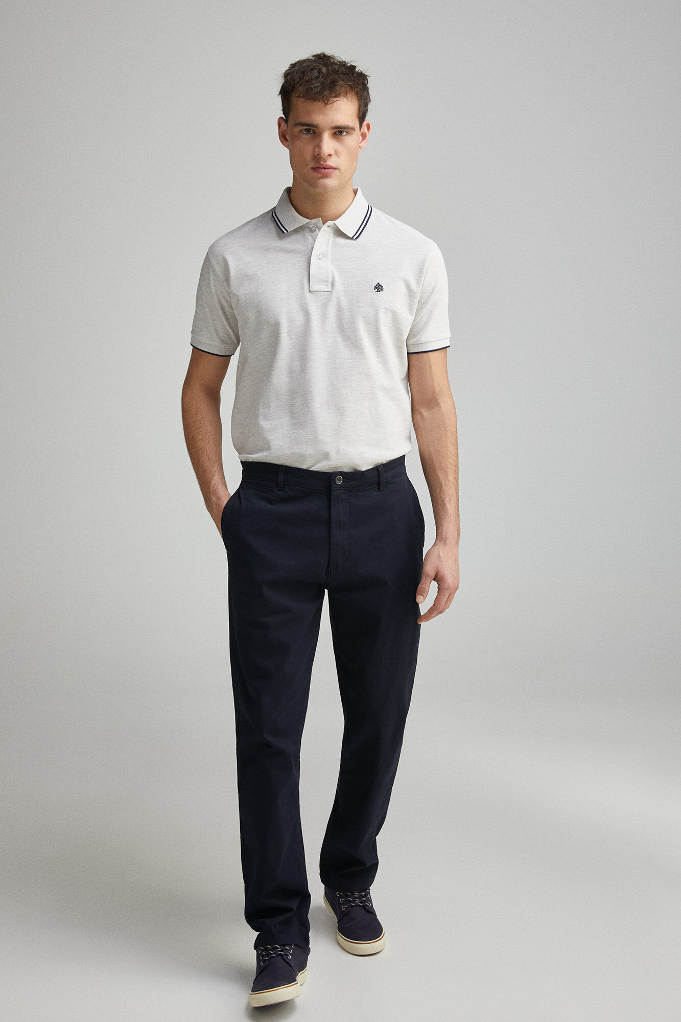 Springfield Polo piqu&eacute; detalles contraste regular fit gris