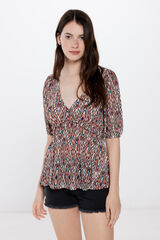 Springfield Playera fluida estampada caf&eacute;