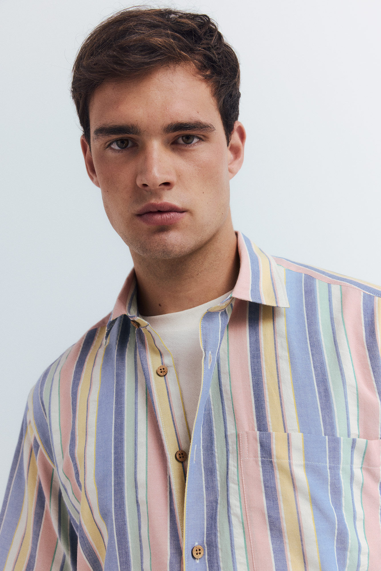 Springfield Camisa manga corta rayas tencel