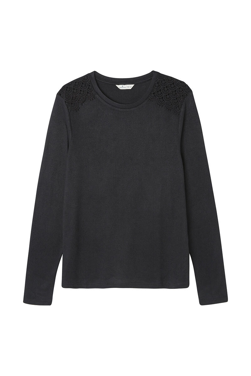 Springfield Playera crochet hombros negro