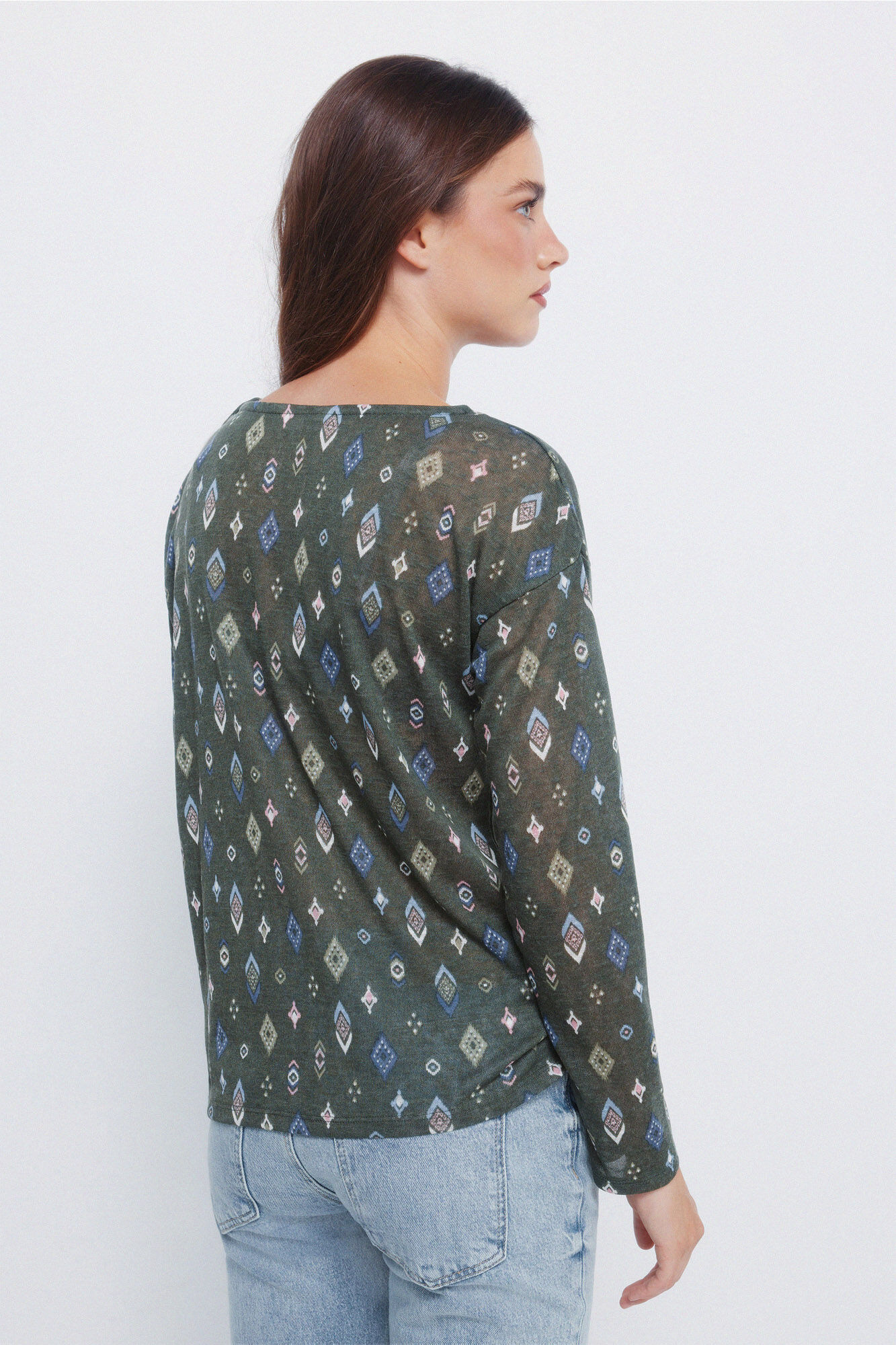 Springfield Playera estampada efecto lino khaki