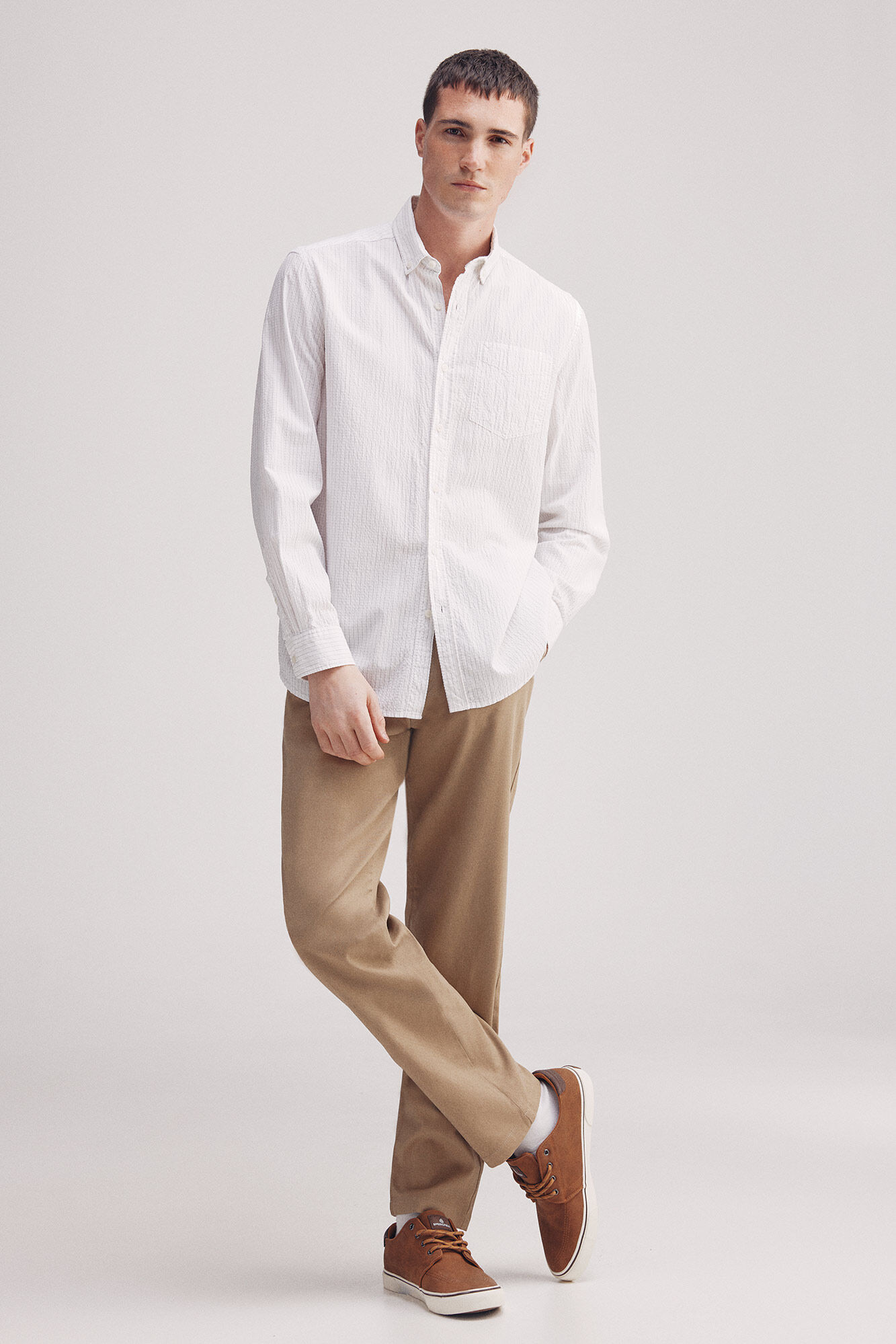 Springfield Camisa seersucker rayas marino
