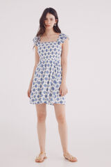 Springfield Vestido corto smock estampado geom&eacute;trico azul
