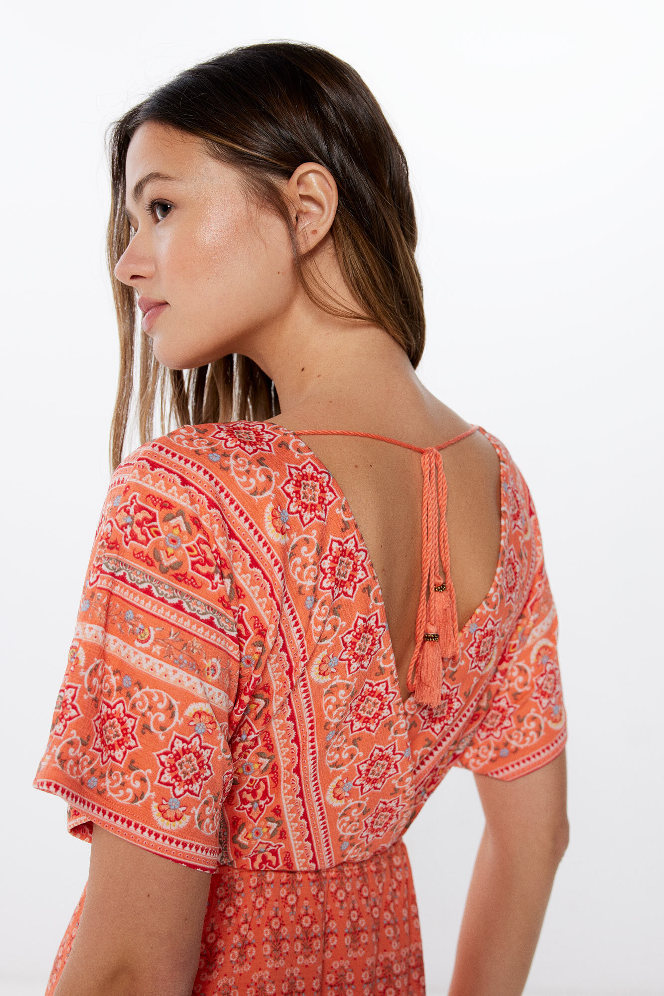 Springfield Vestido midi escote cruce estampado