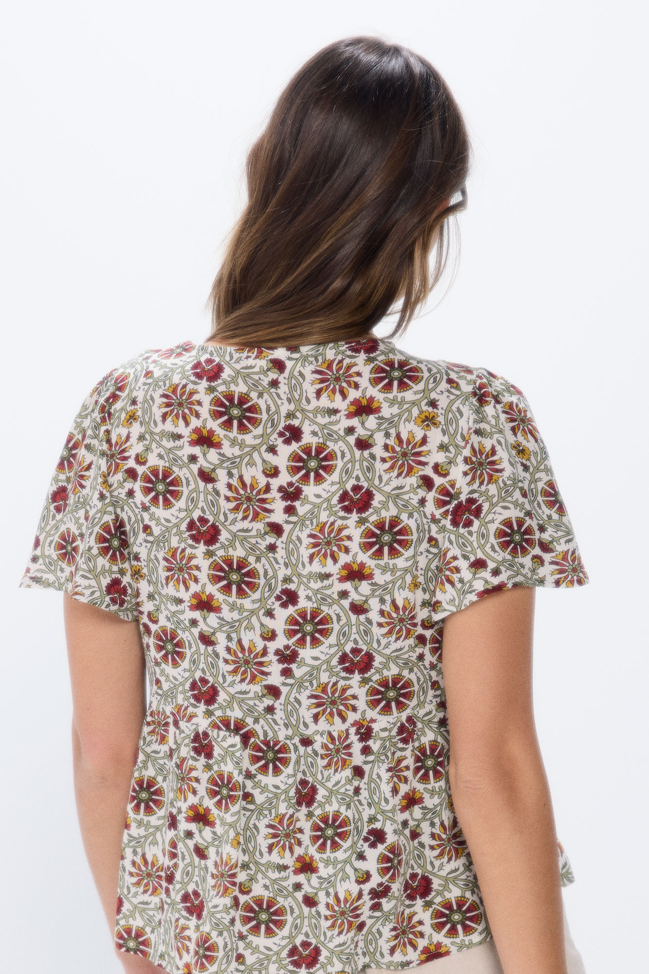 Springfield Blusa fluida escote lace beige