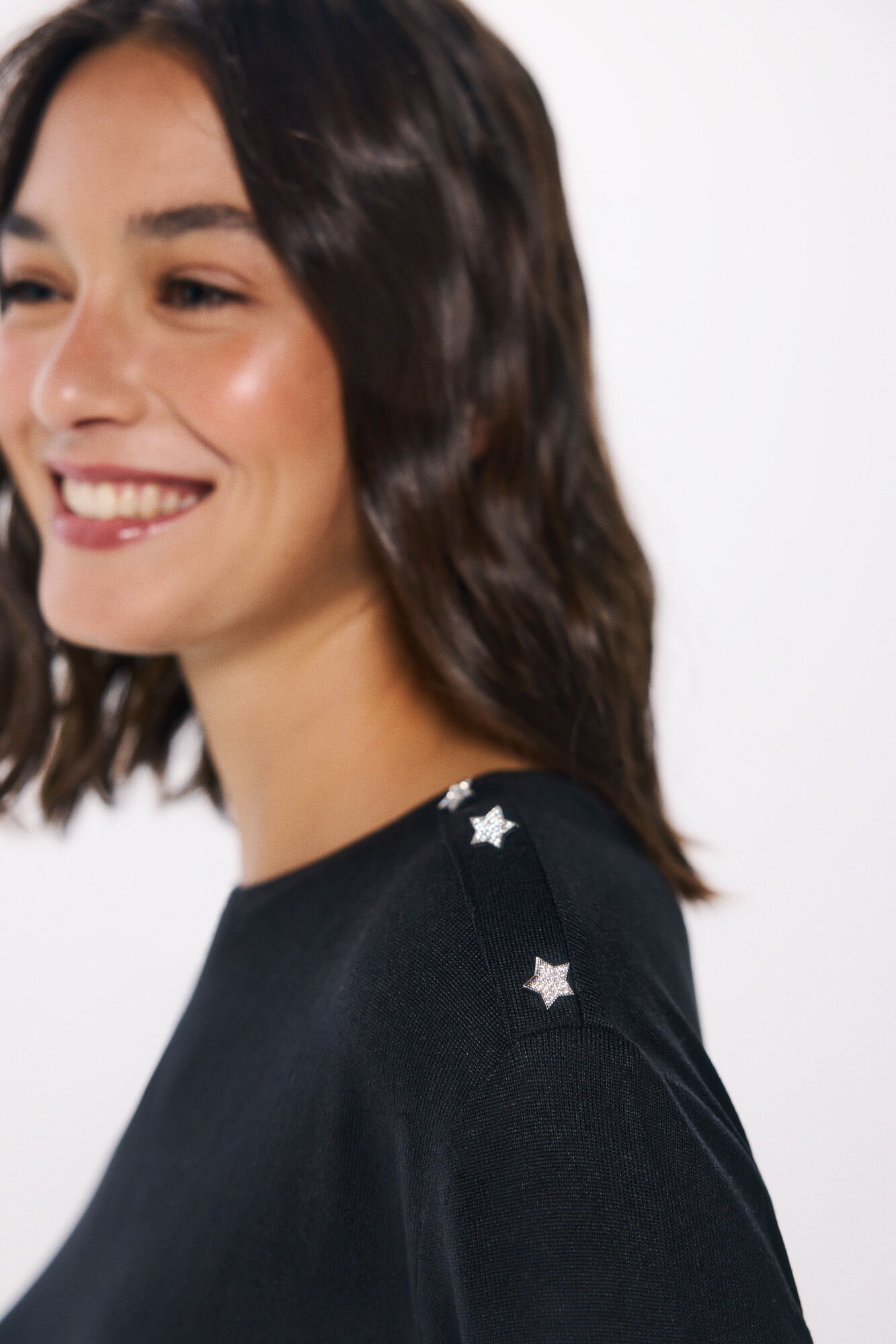 Springfield Playera botones hombro negro