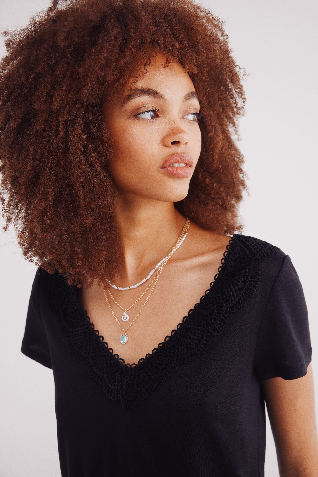 Springfield Playera escote crochet negro