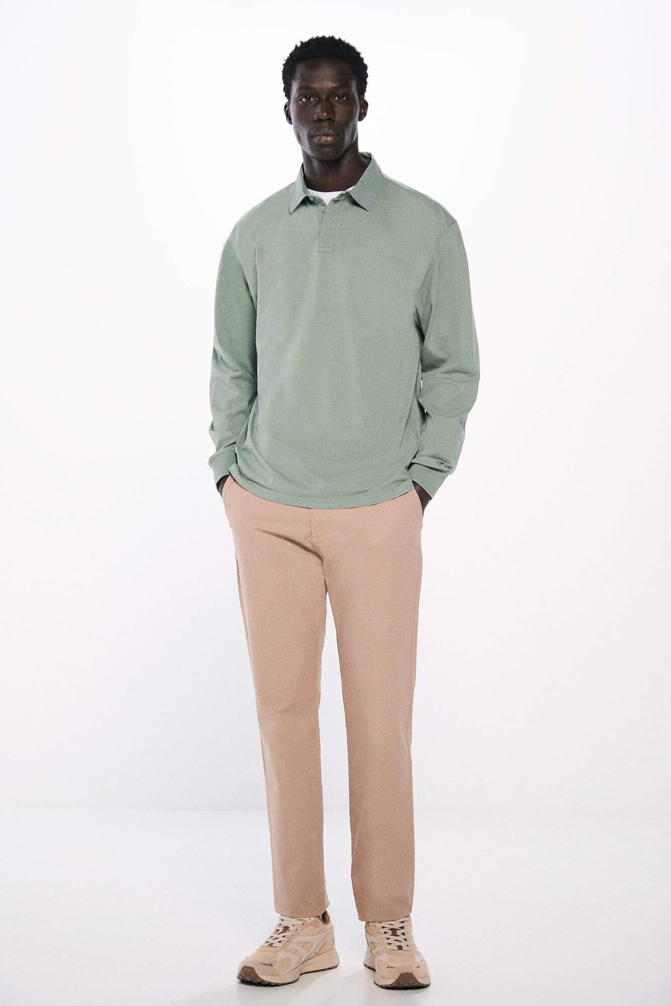 Springfield Polo manga larga lavado regular fit verde