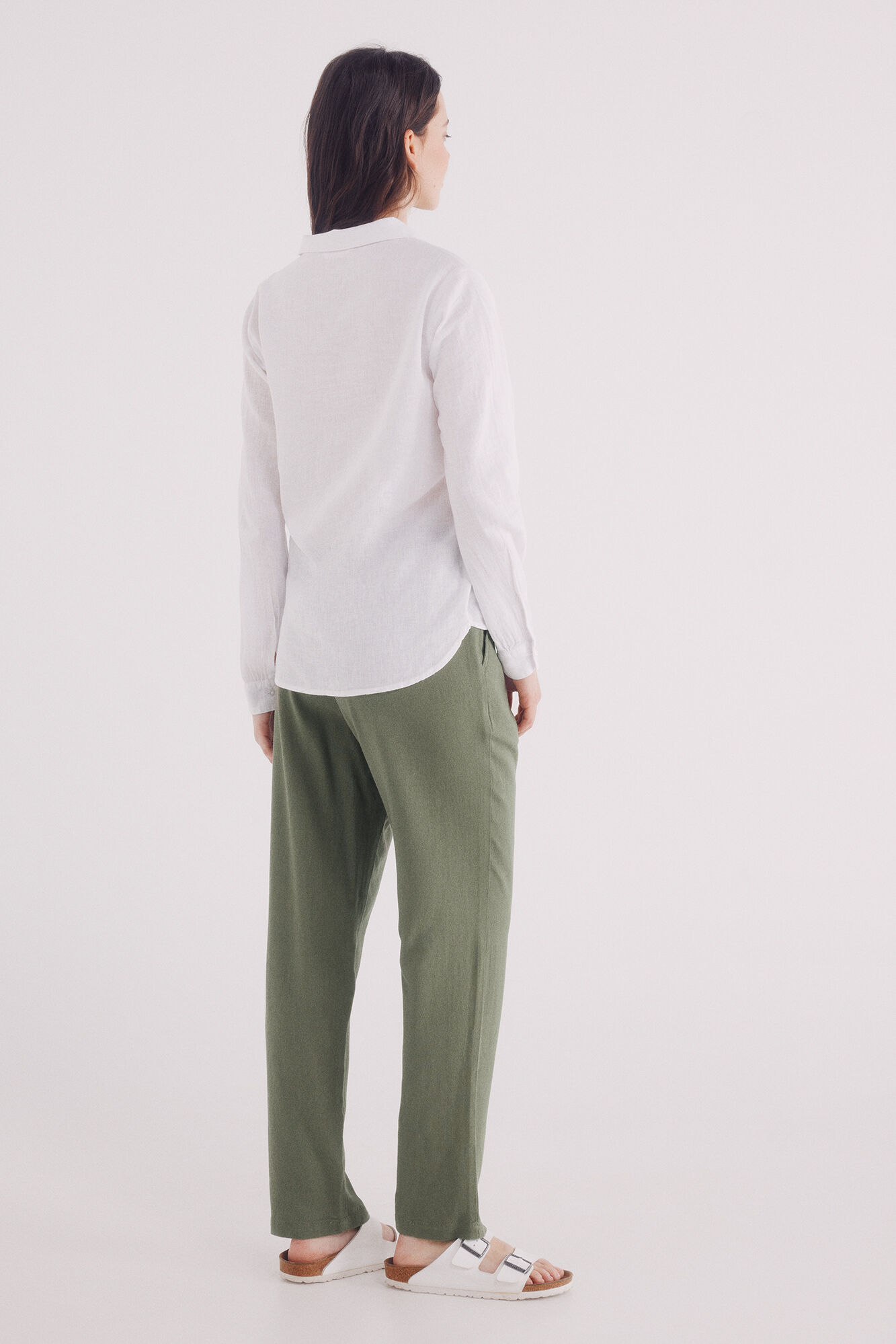 Springfield Pantal&oacute;n b&aacute;sico lino kaki
