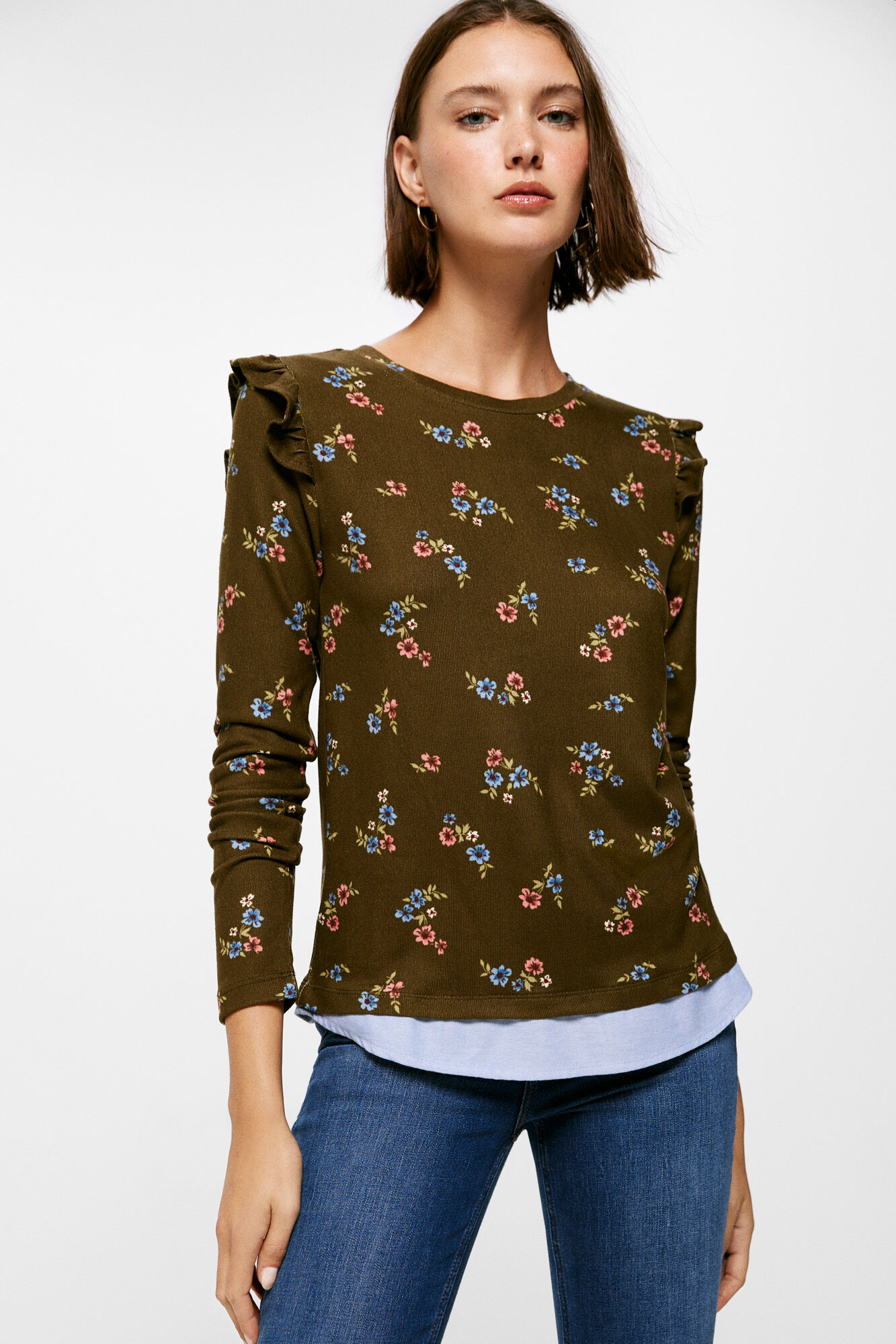 Springfield Playera Bimateria Estampada