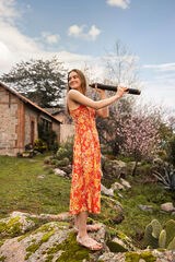 Springfield Vestido midi tirantes cruce espalda rojo