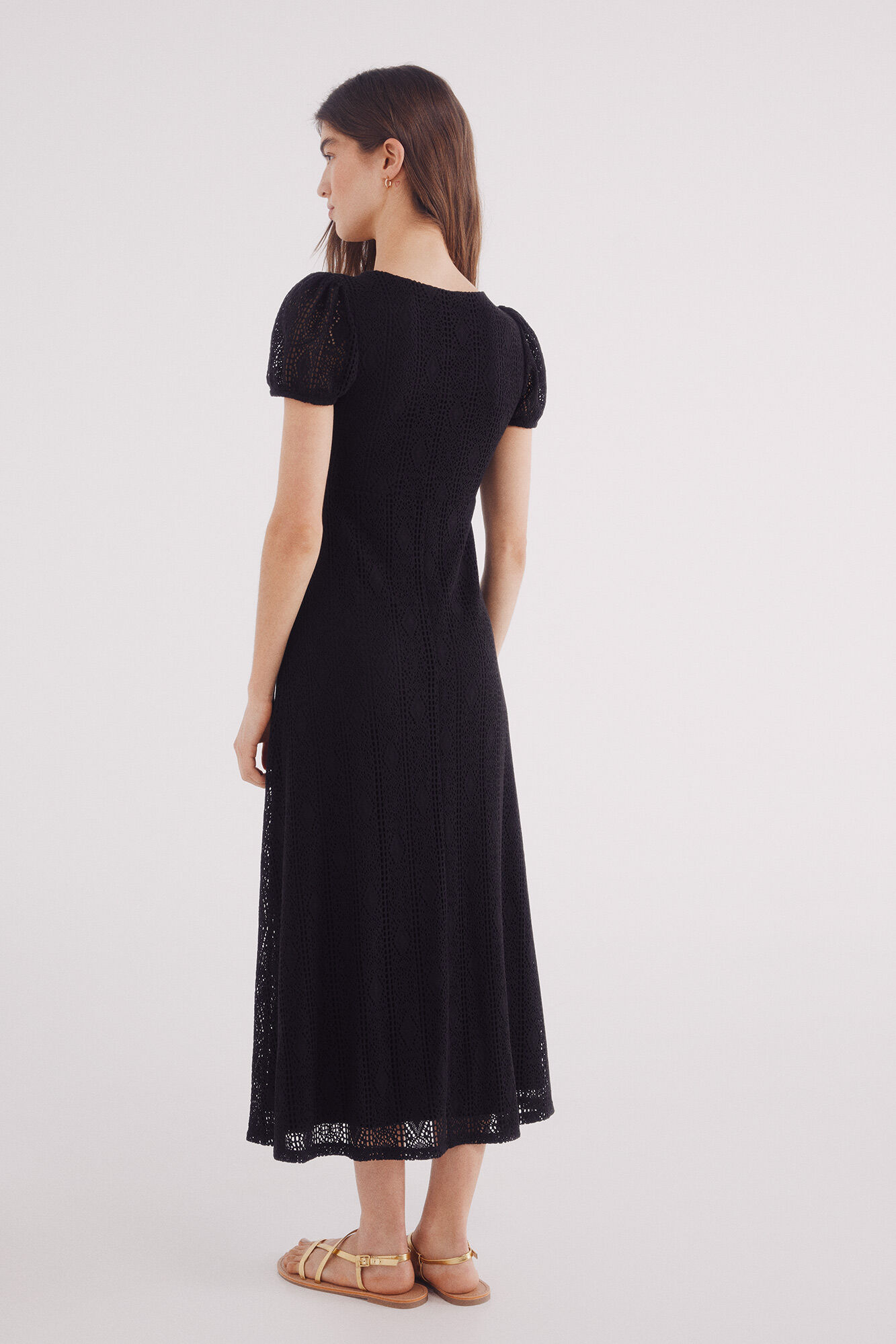 Springfield Vestido midi abertura escote negro