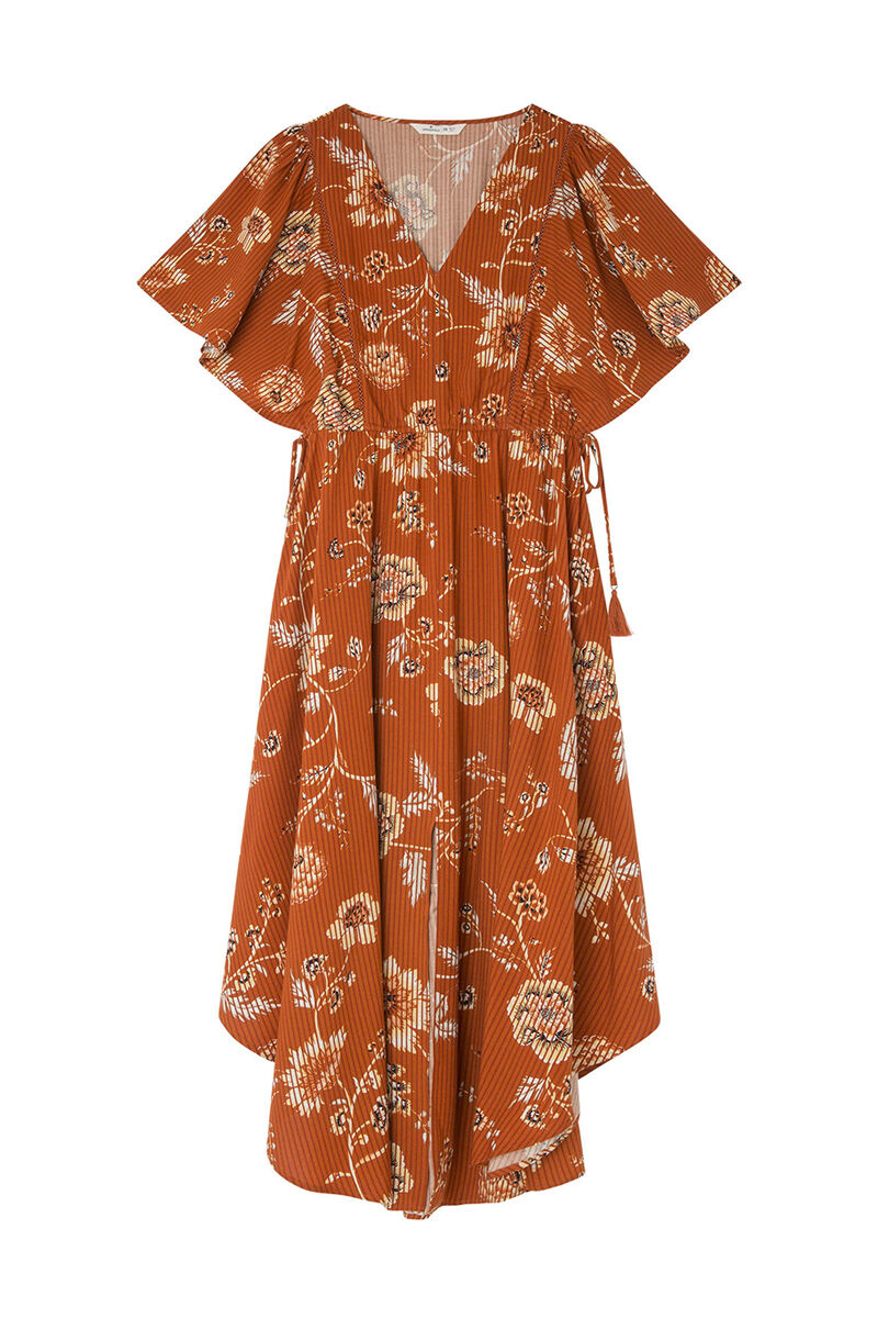 Springfield Vestido Midi Estampado Asim&eacute;trico caf&eacute;