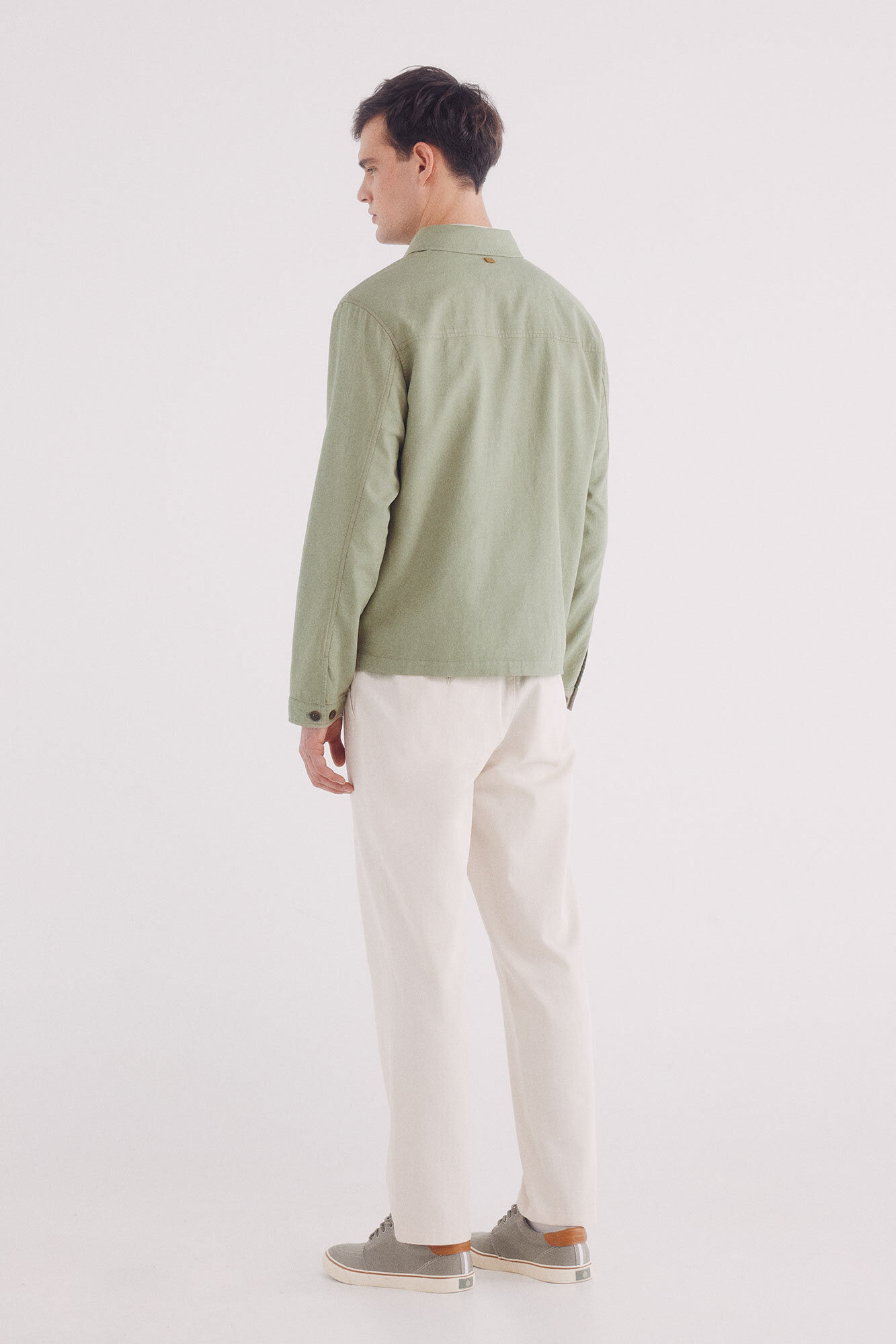 Springfield Pantal&oacute;n espiga slim fit blanco