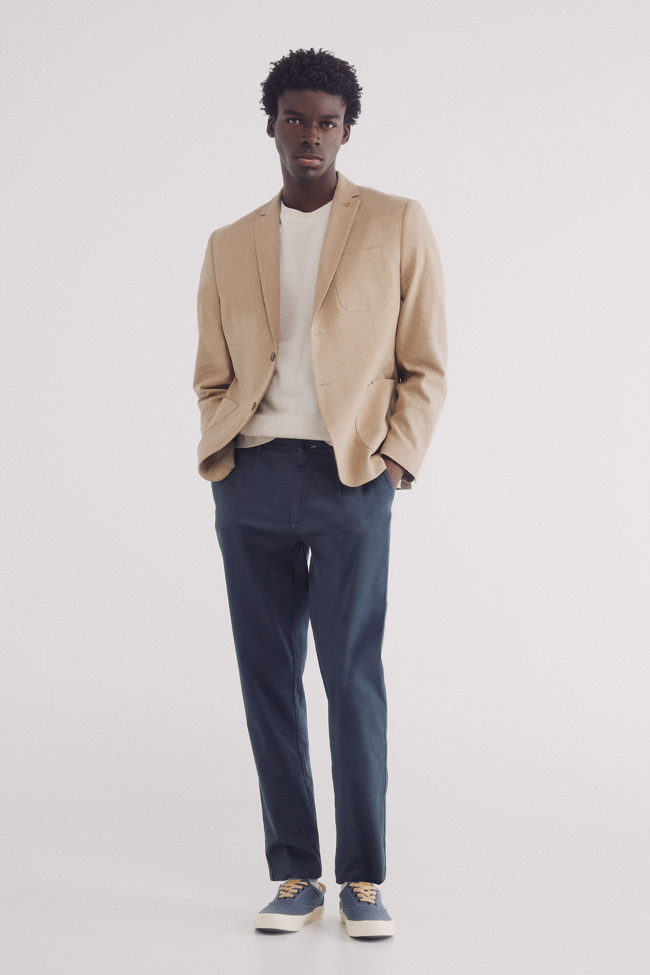 Springfield Blazer lino-algod&oacute;n beige