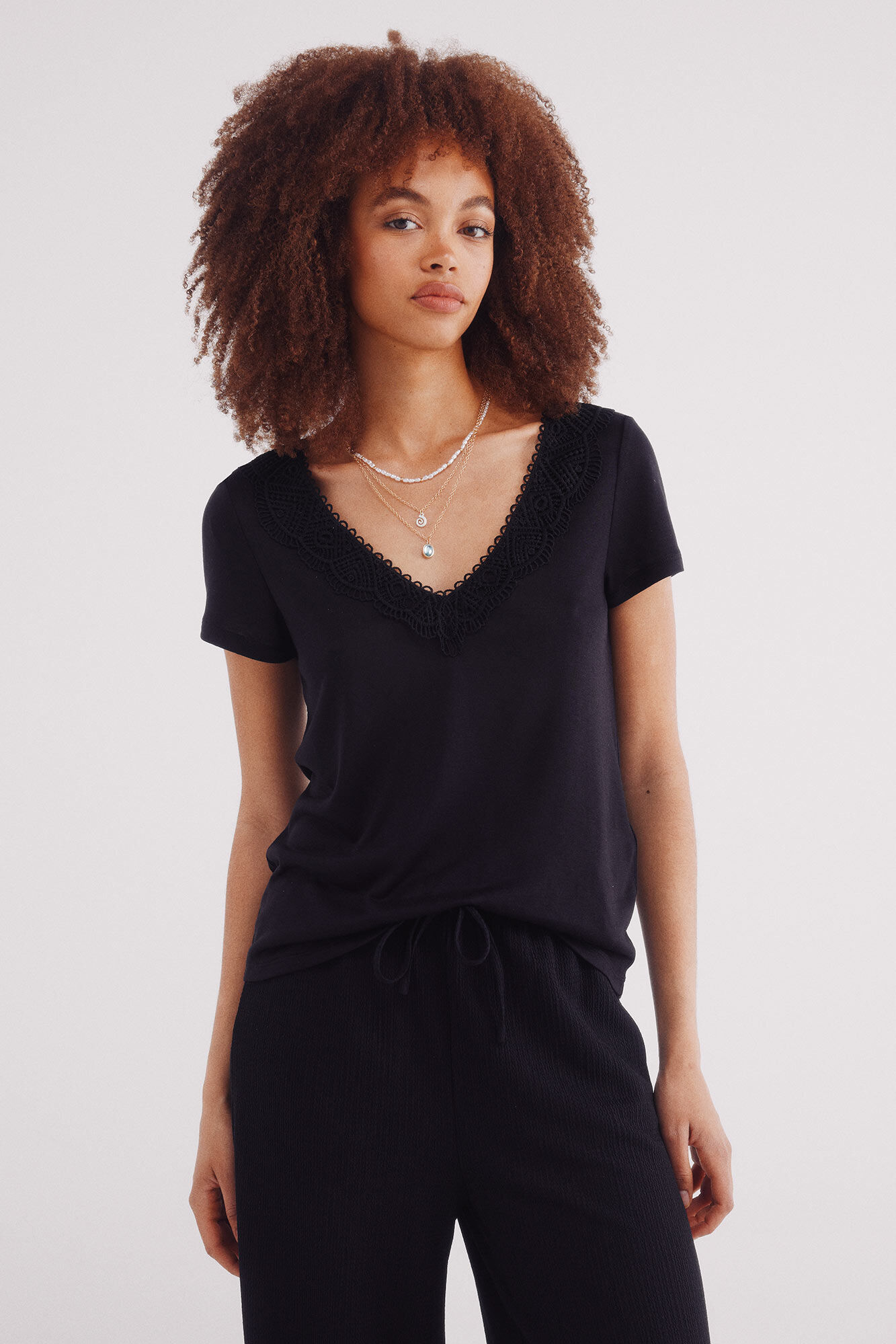 Springfield Playera escote crochet