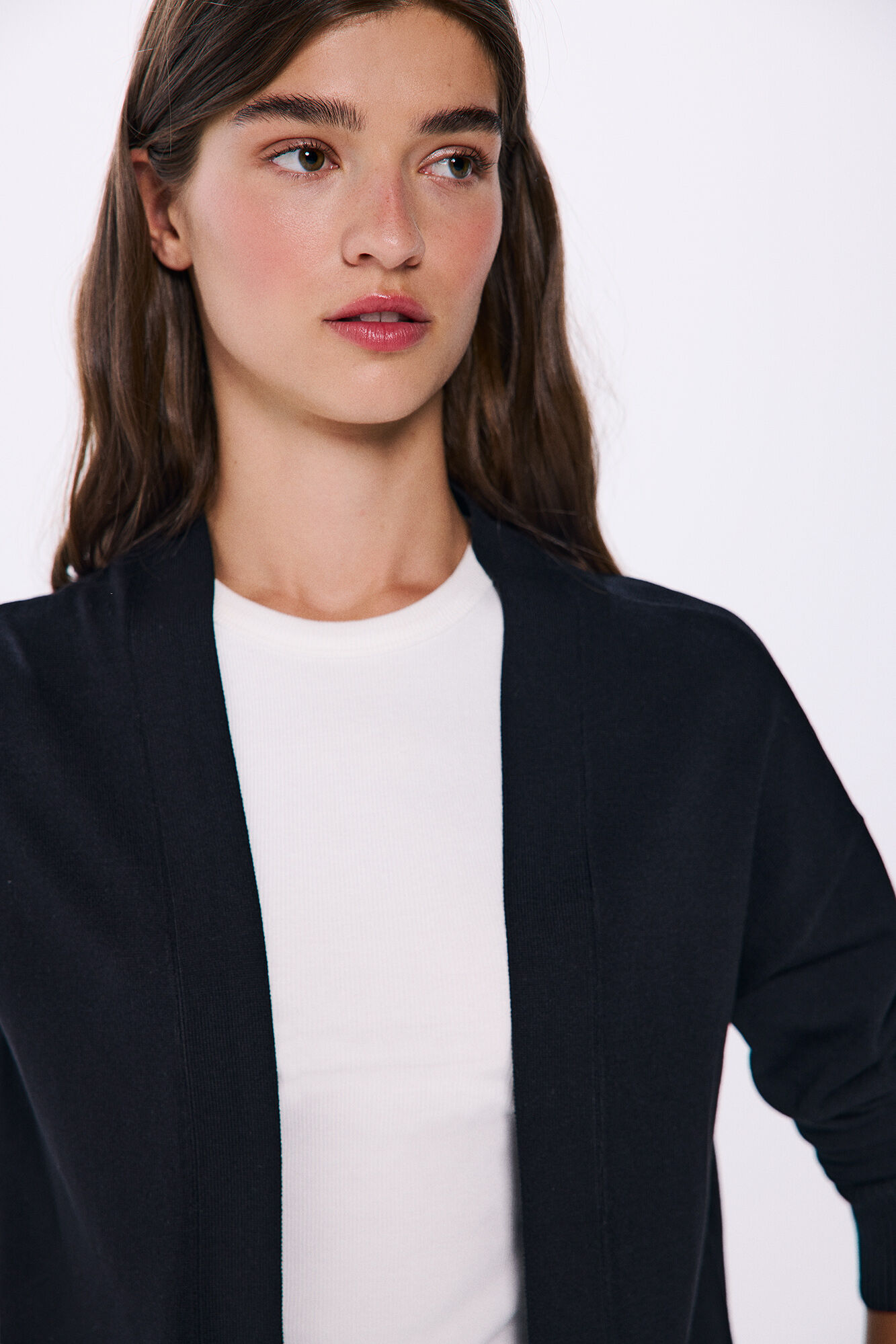 Springfield Cardigan liso abierto negro