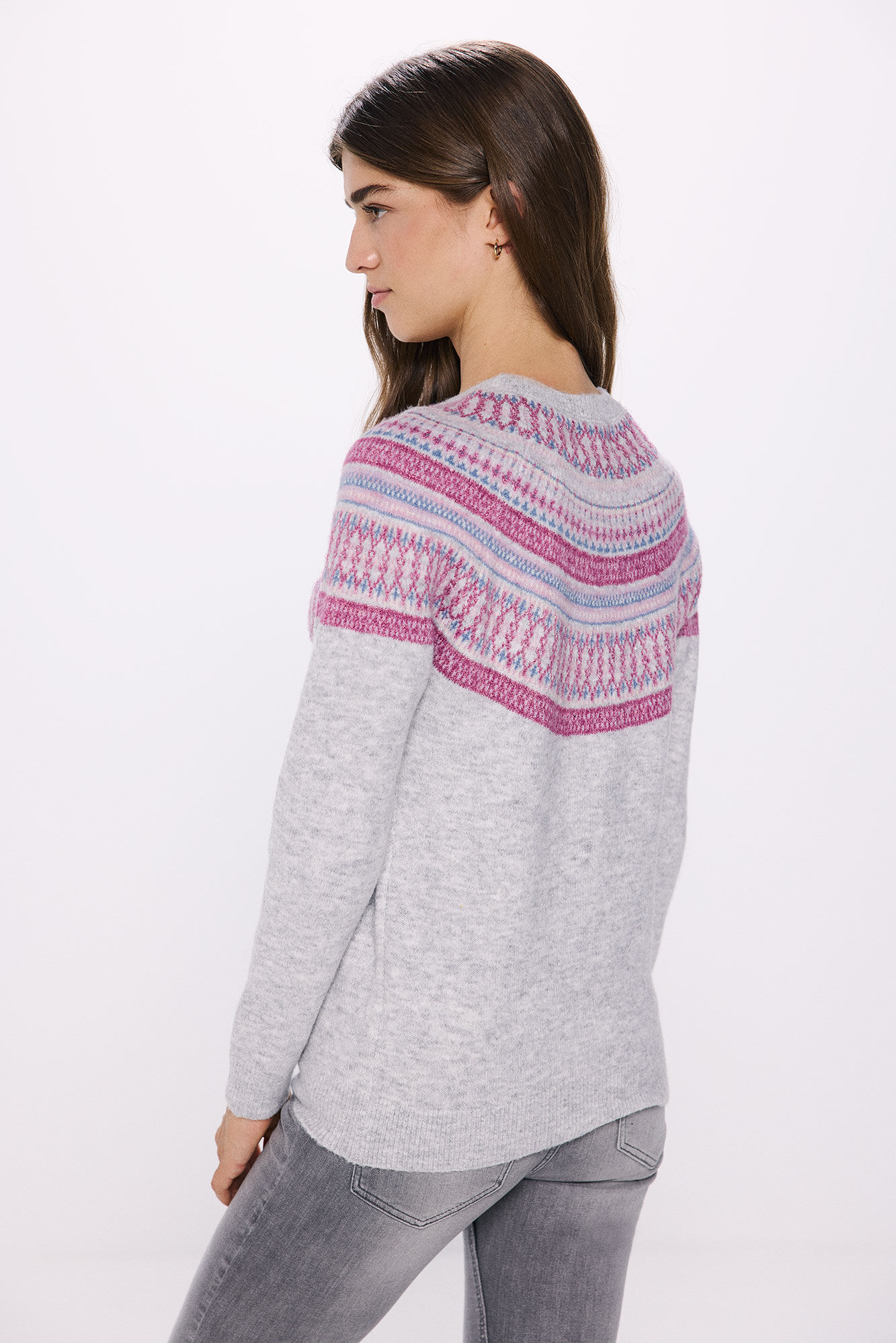 Springfield Su&eacute;ter cenefas jacquard violeta gris