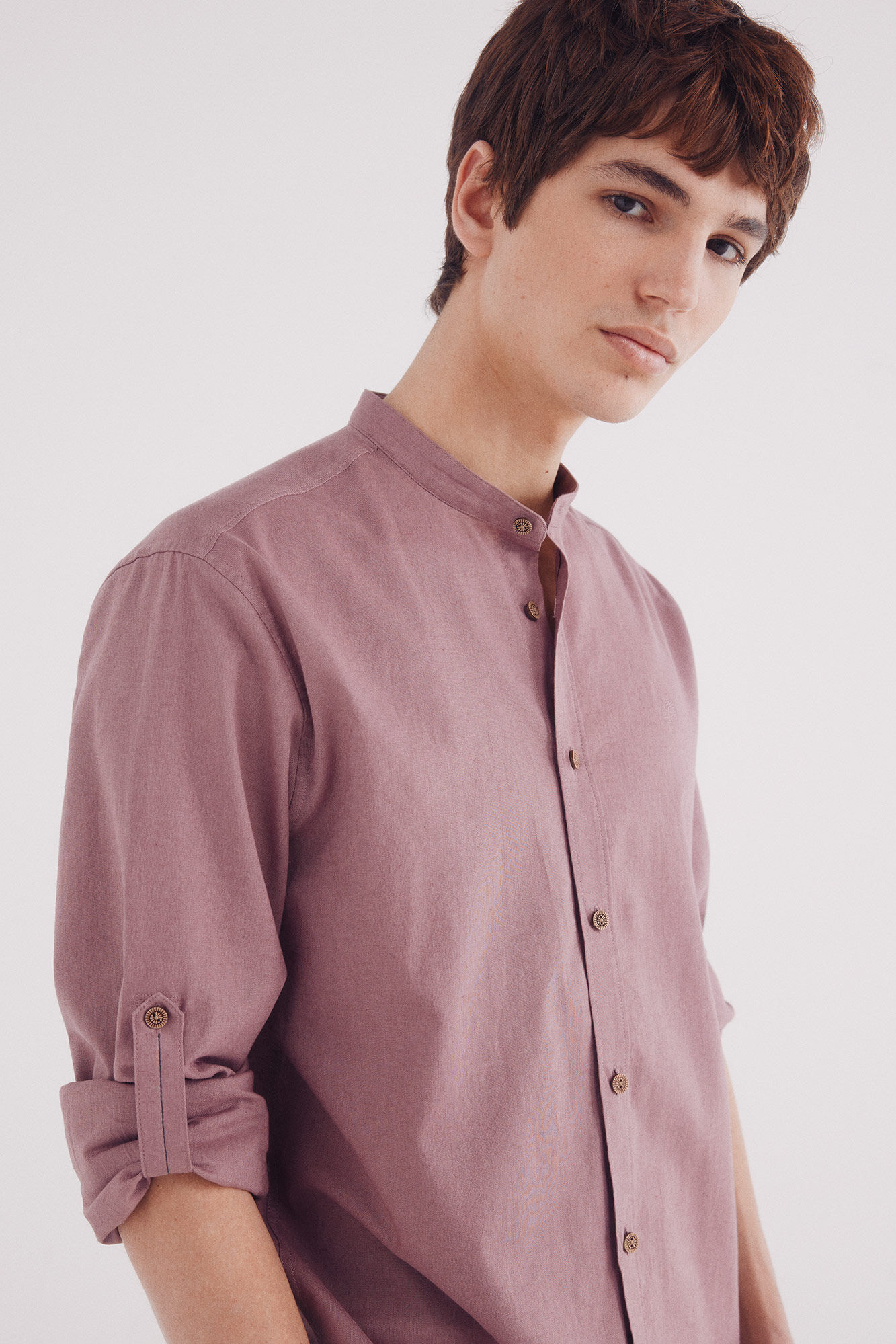 Springfield Camisa mao lino fucsia