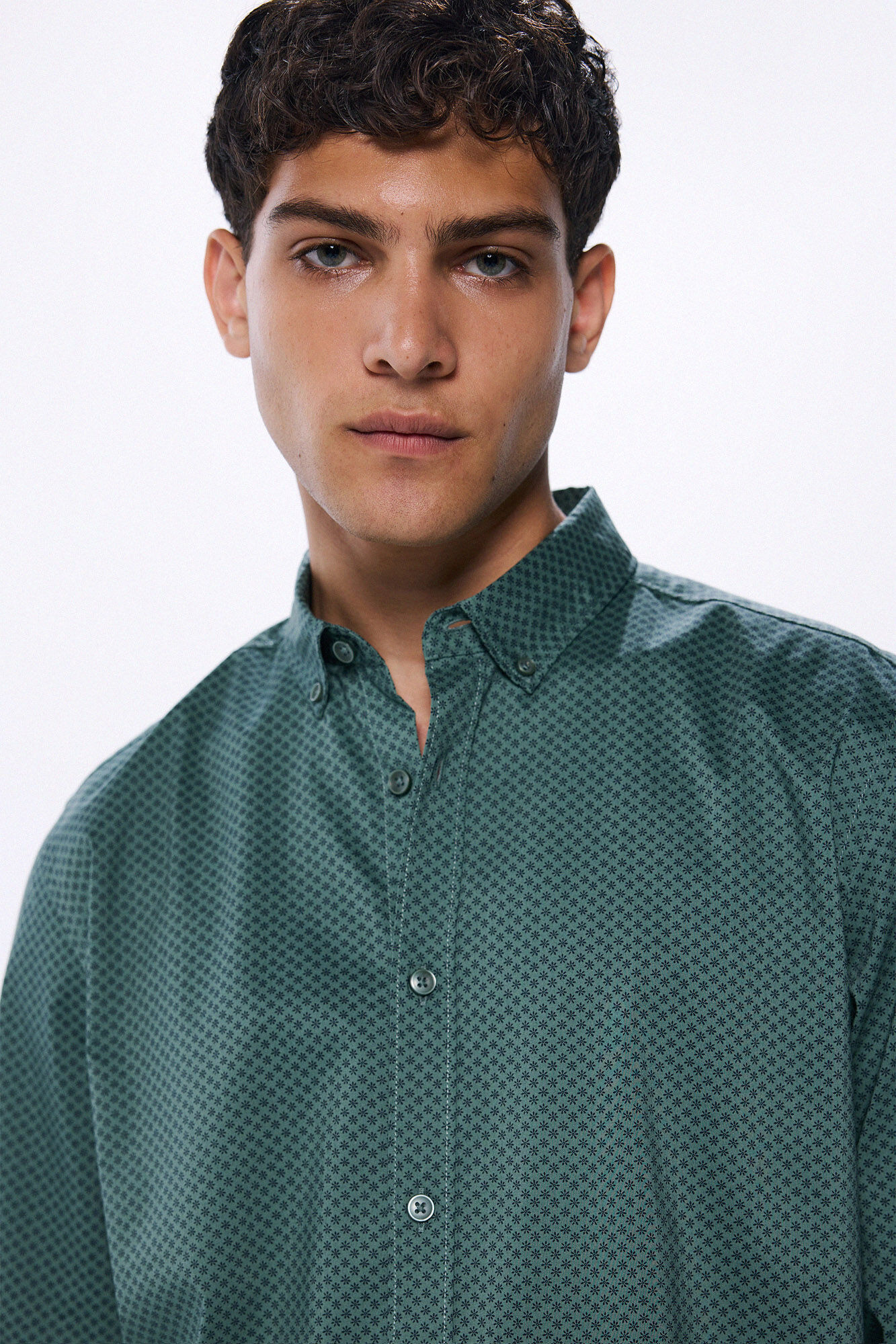 Springfield Camisa vestir popel&iacute;n verde