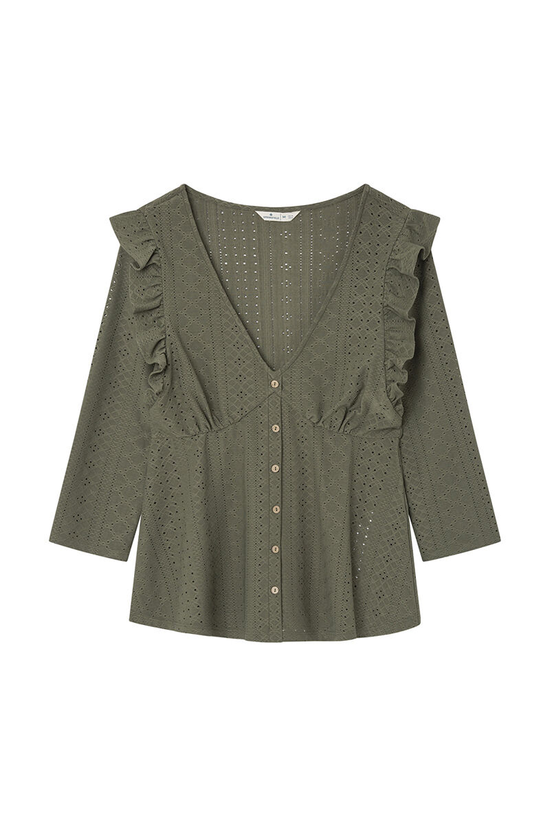 Springfield Blusa Botones Volantes kaki