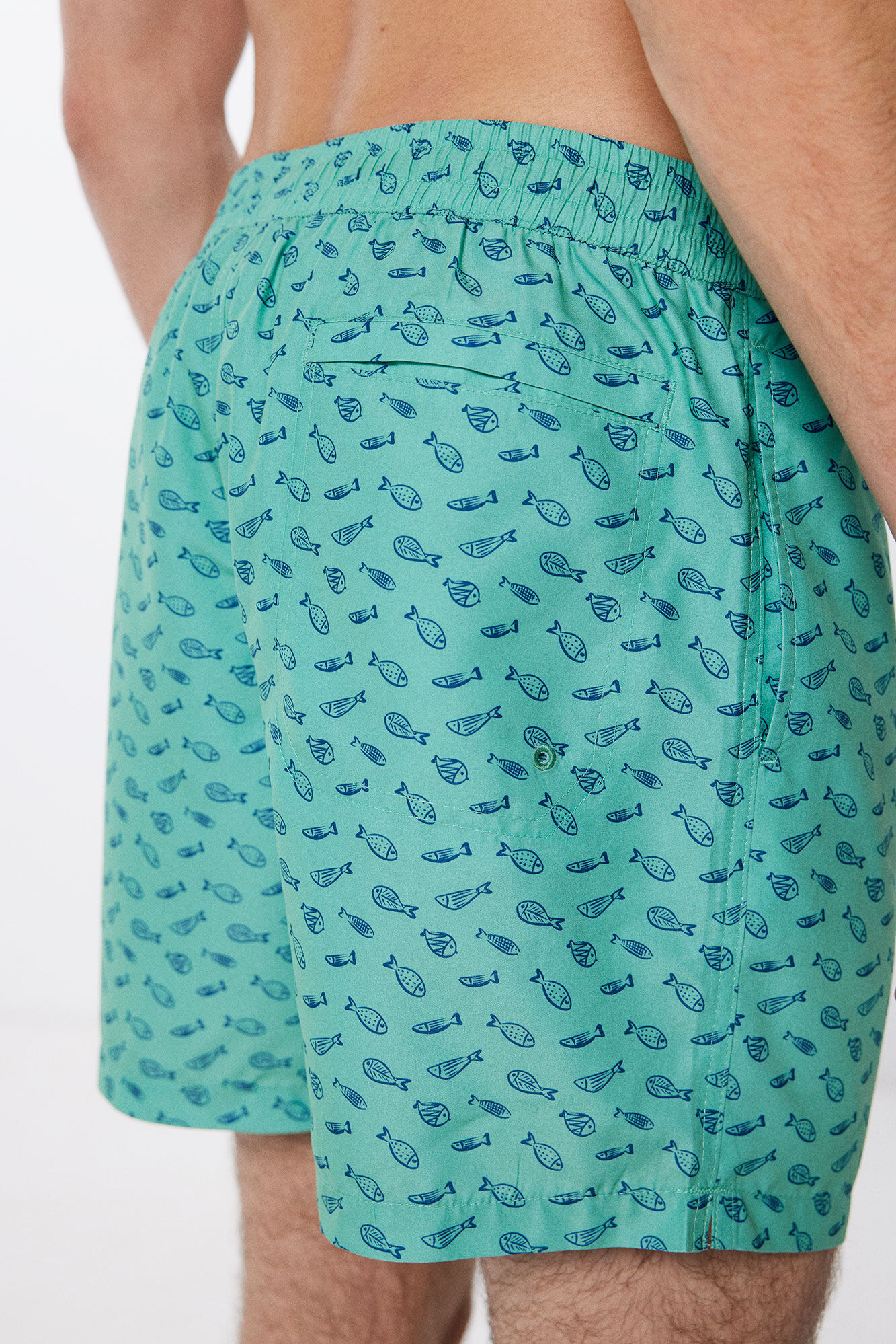 Springfield Ba&ntilde;ador estampado peces verde