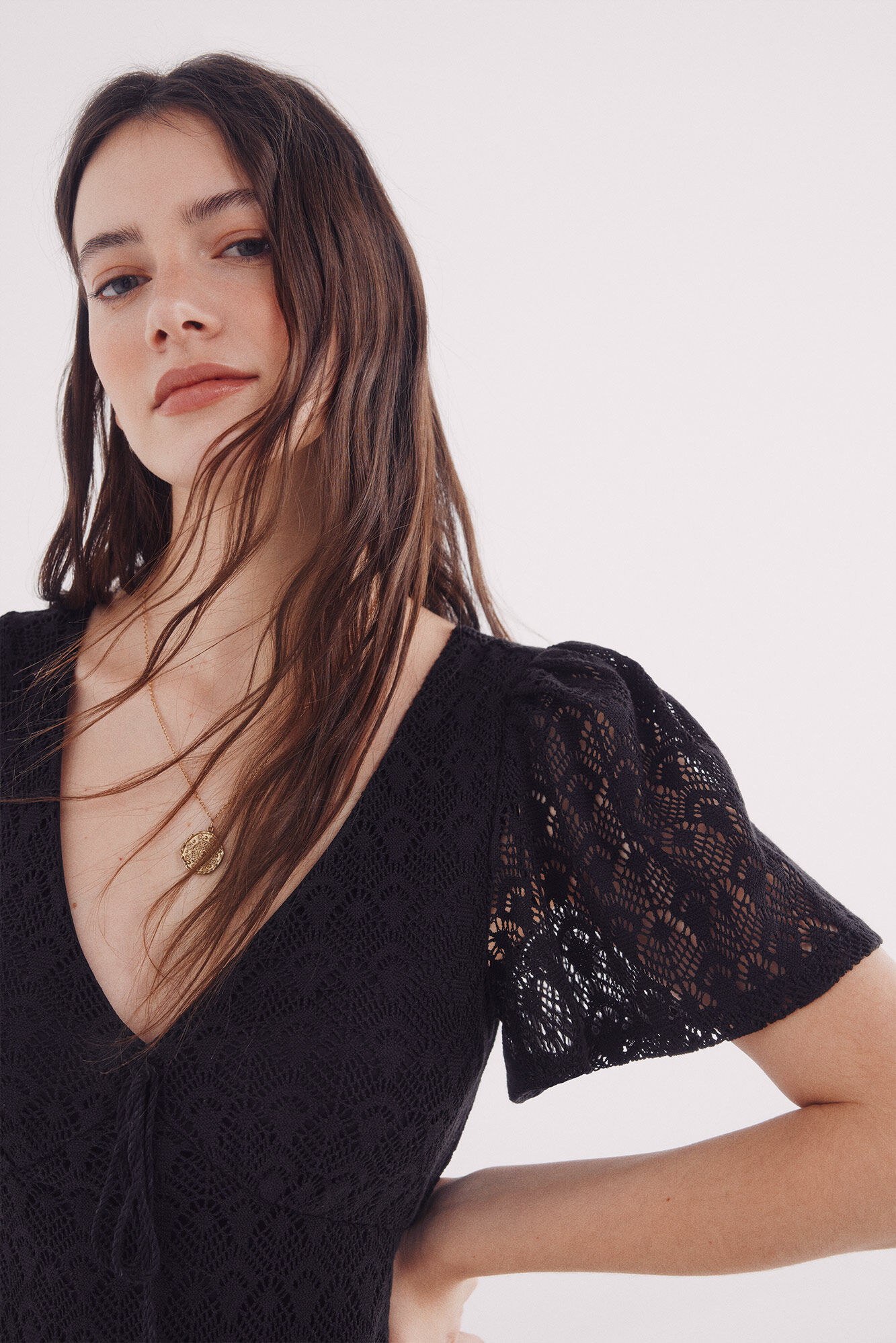 Springfield Vestido midi crochet manga capa