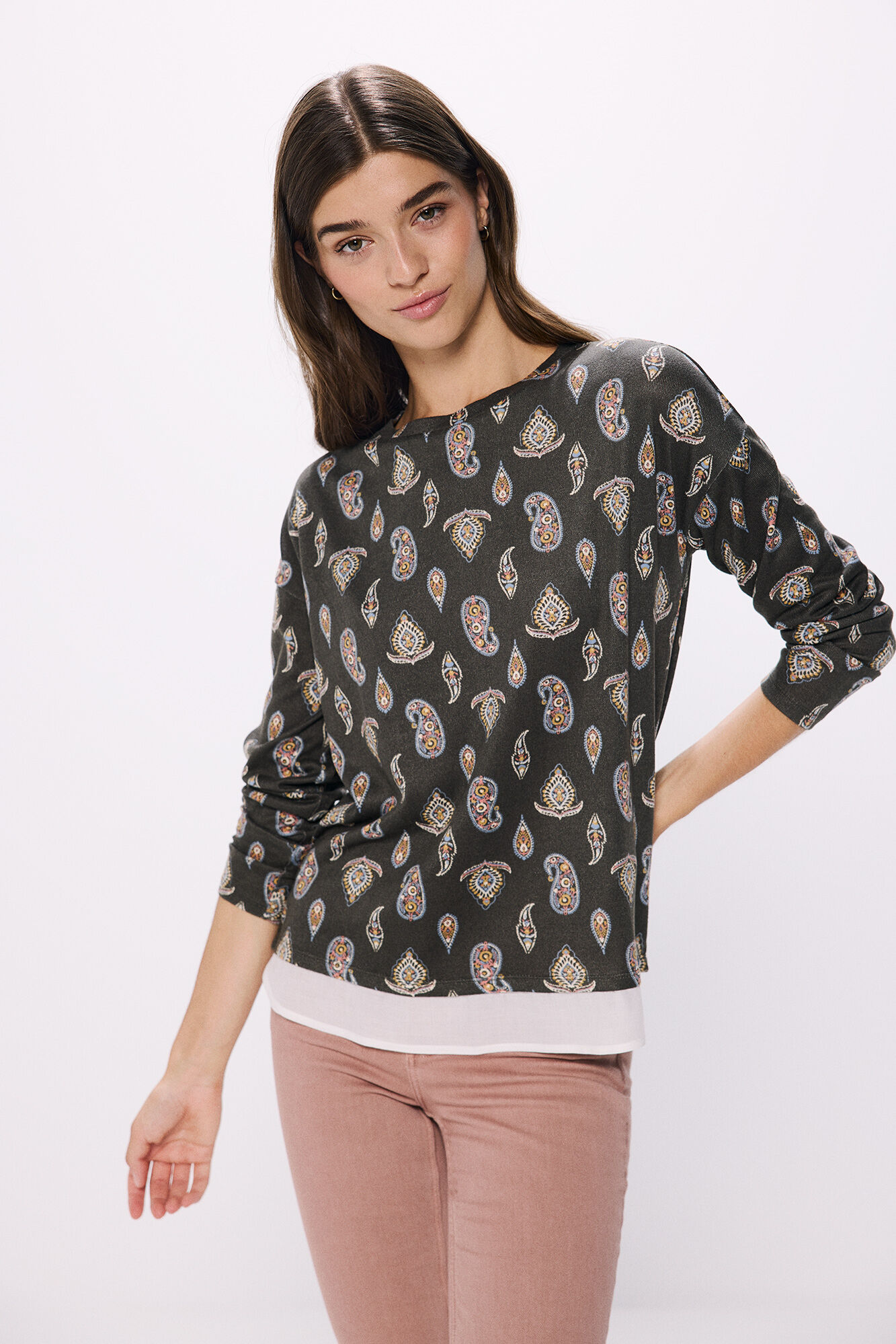 Springfield Playera combinada estampada