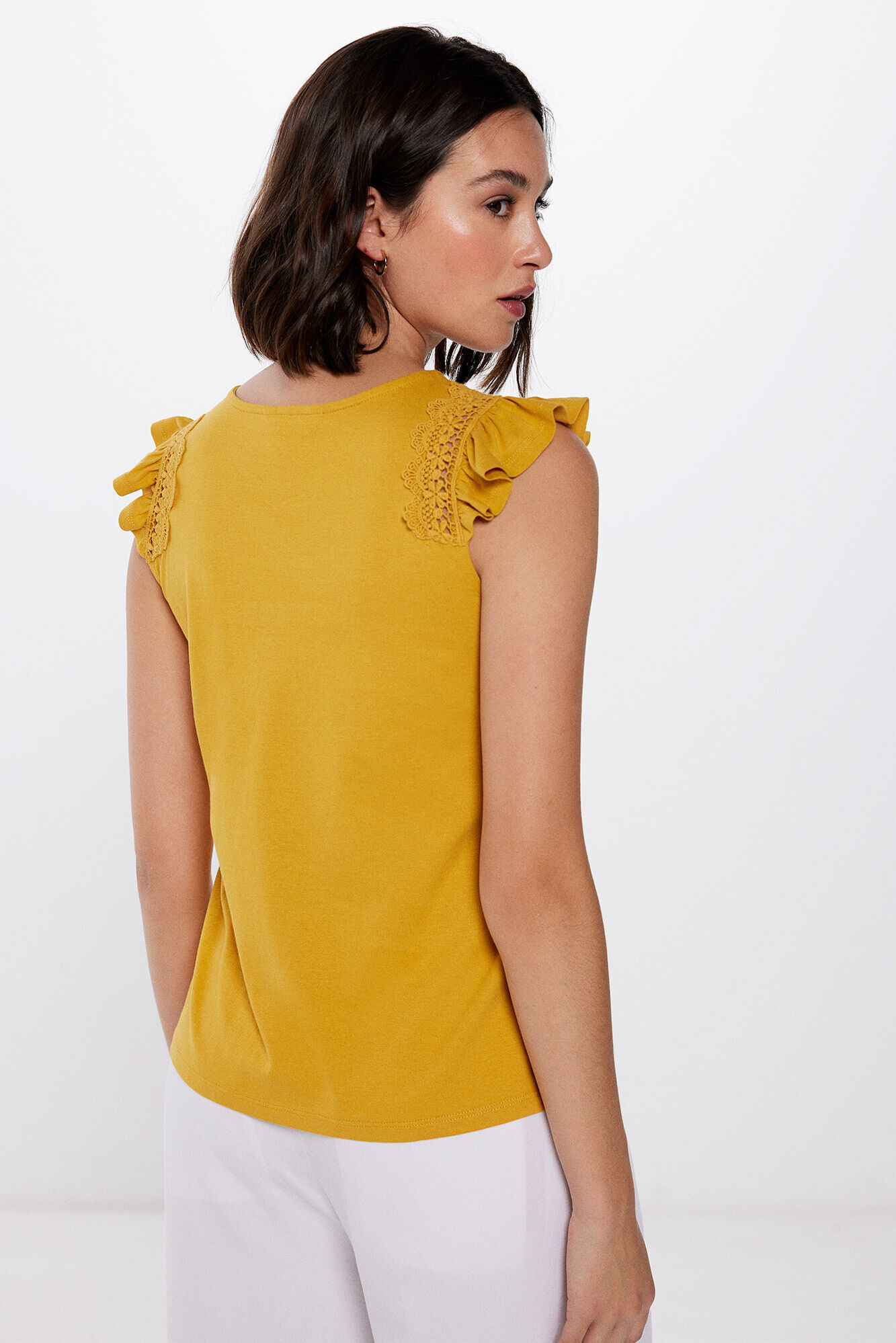 Springfield Playera Crochet Hombros amarillo