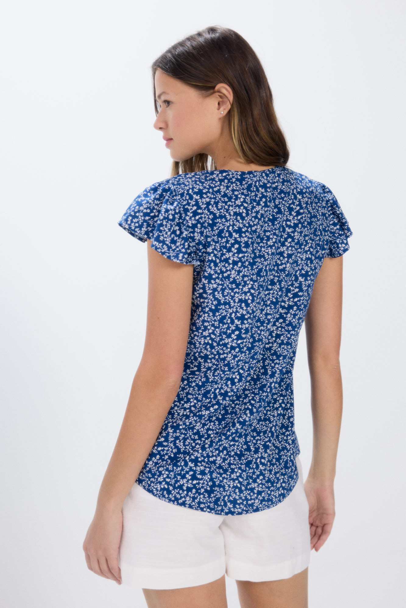 Springfield Blusa fluida estampada azulado