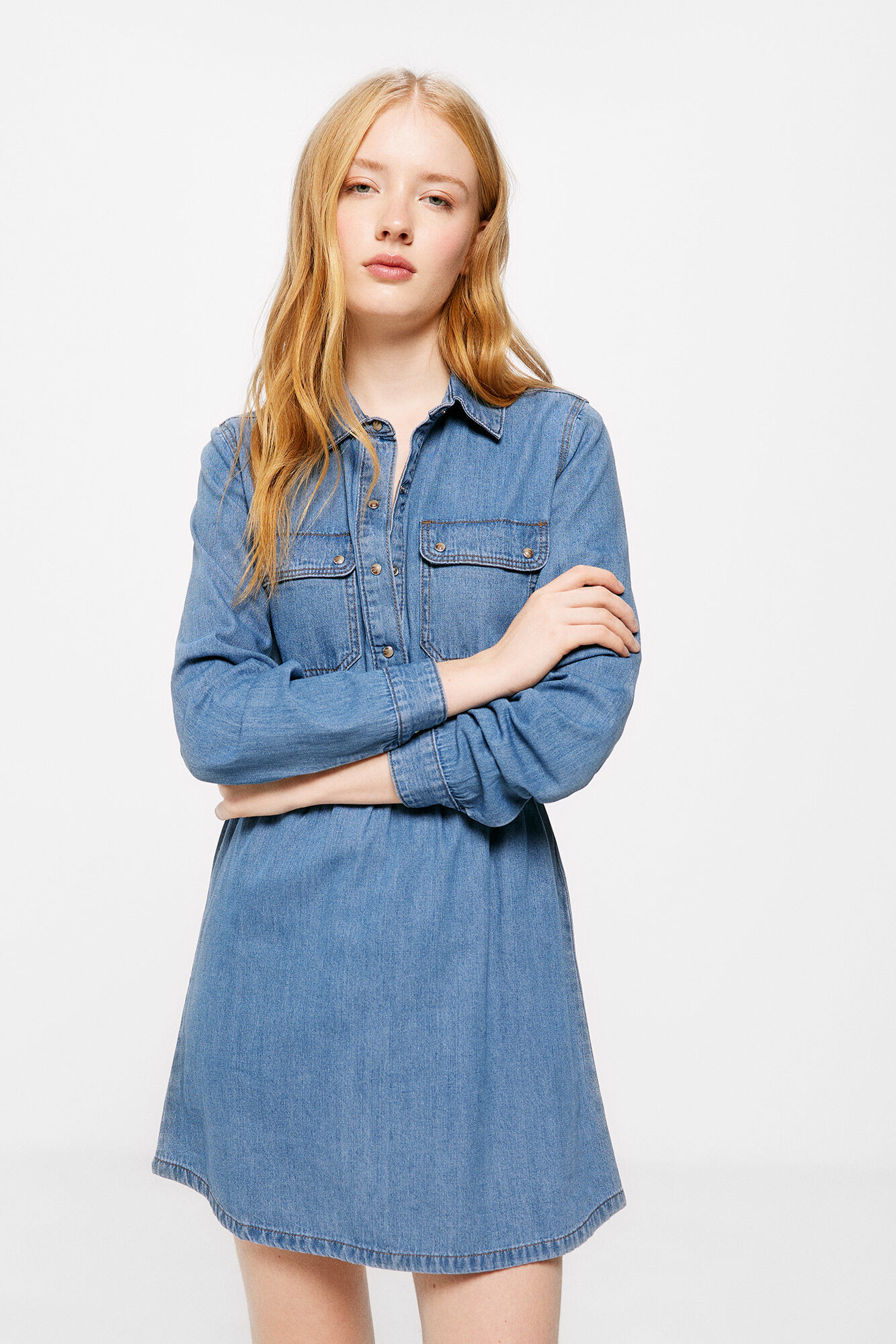 Springfield Vestido denim camisero azul