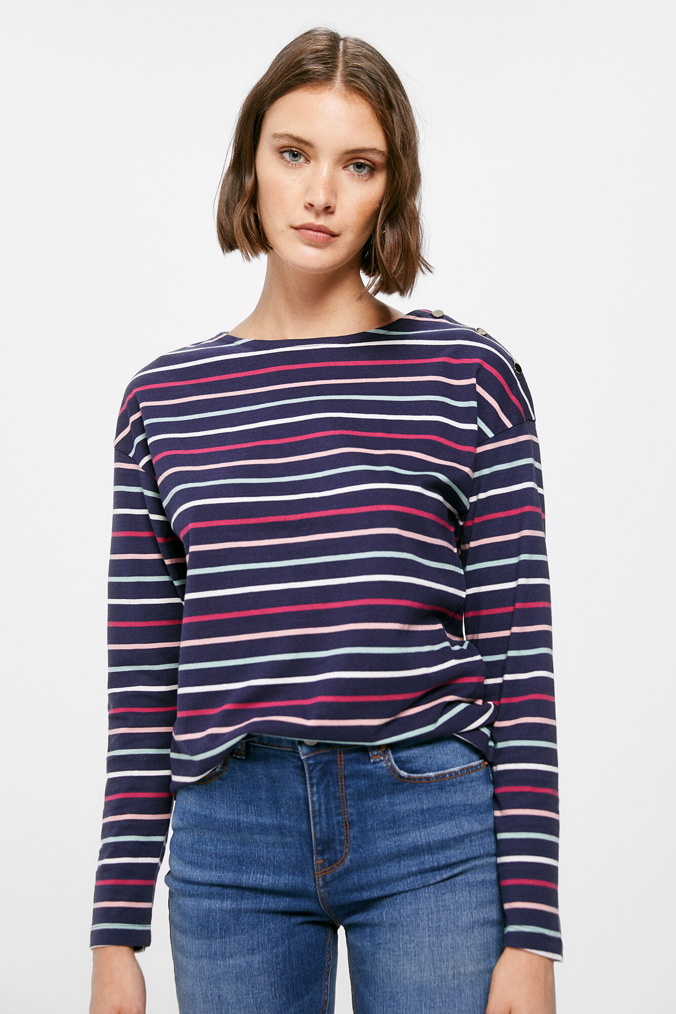 Springfield Playera Rayas Botones Hombro