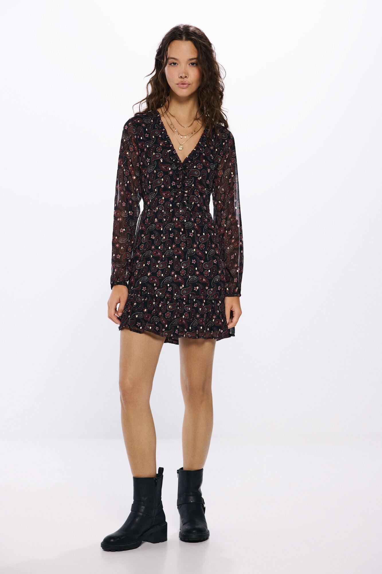 Springfield Vestido corto fluido estampado
