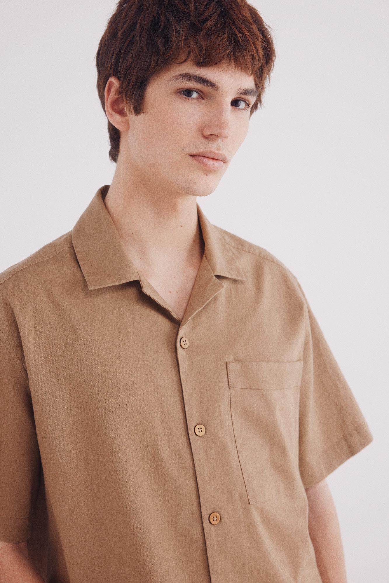 Springfield Camisa manga corta lino bolsillo