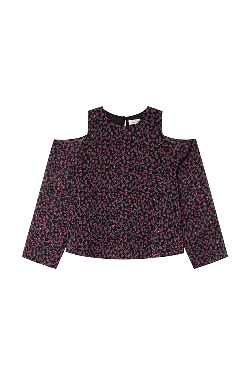Springfield Blusa gasa flores lurex morado/lila