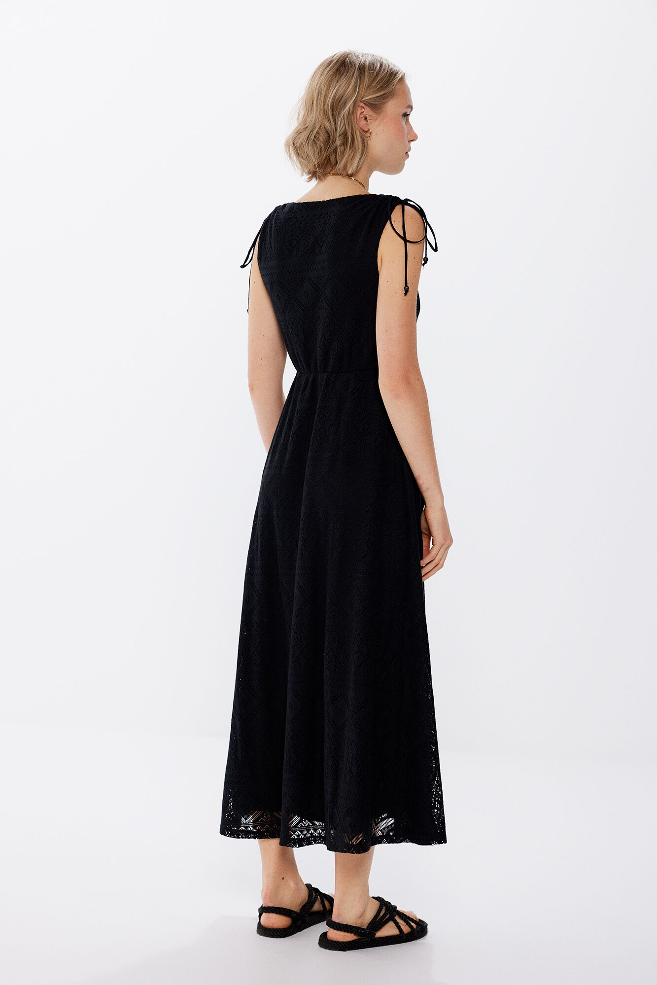 Springfield Vestido midi botones estructura crochet negro