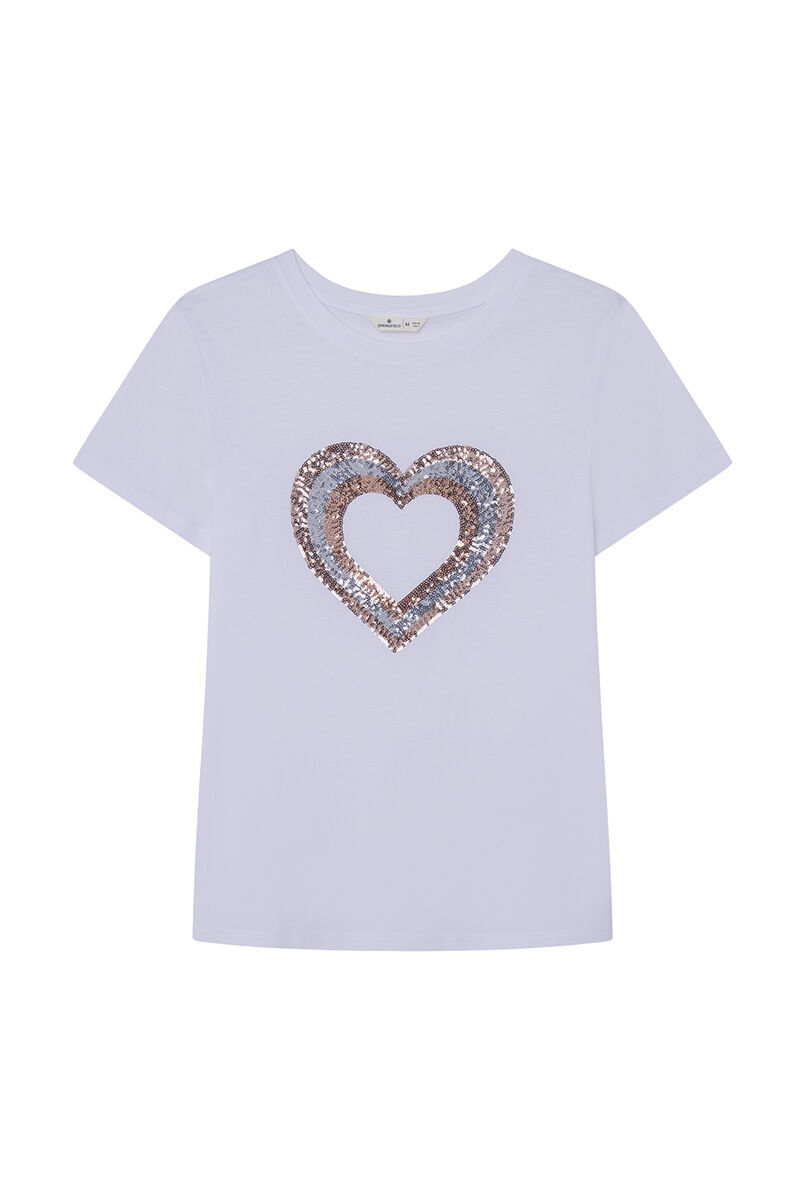 Springfield Playera dibujo lentejuelas natural